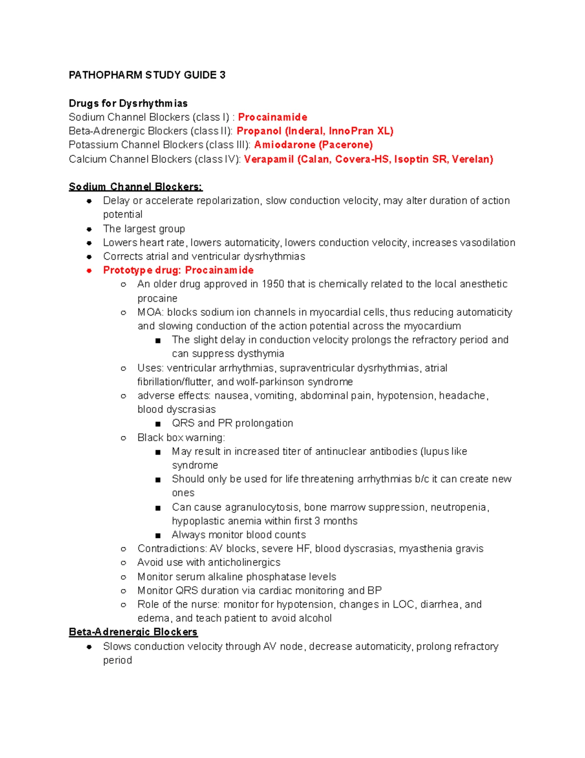 Pathopharm exam 4 - Pathopharmacology Exam 3 Study Guide Drugs for ...
