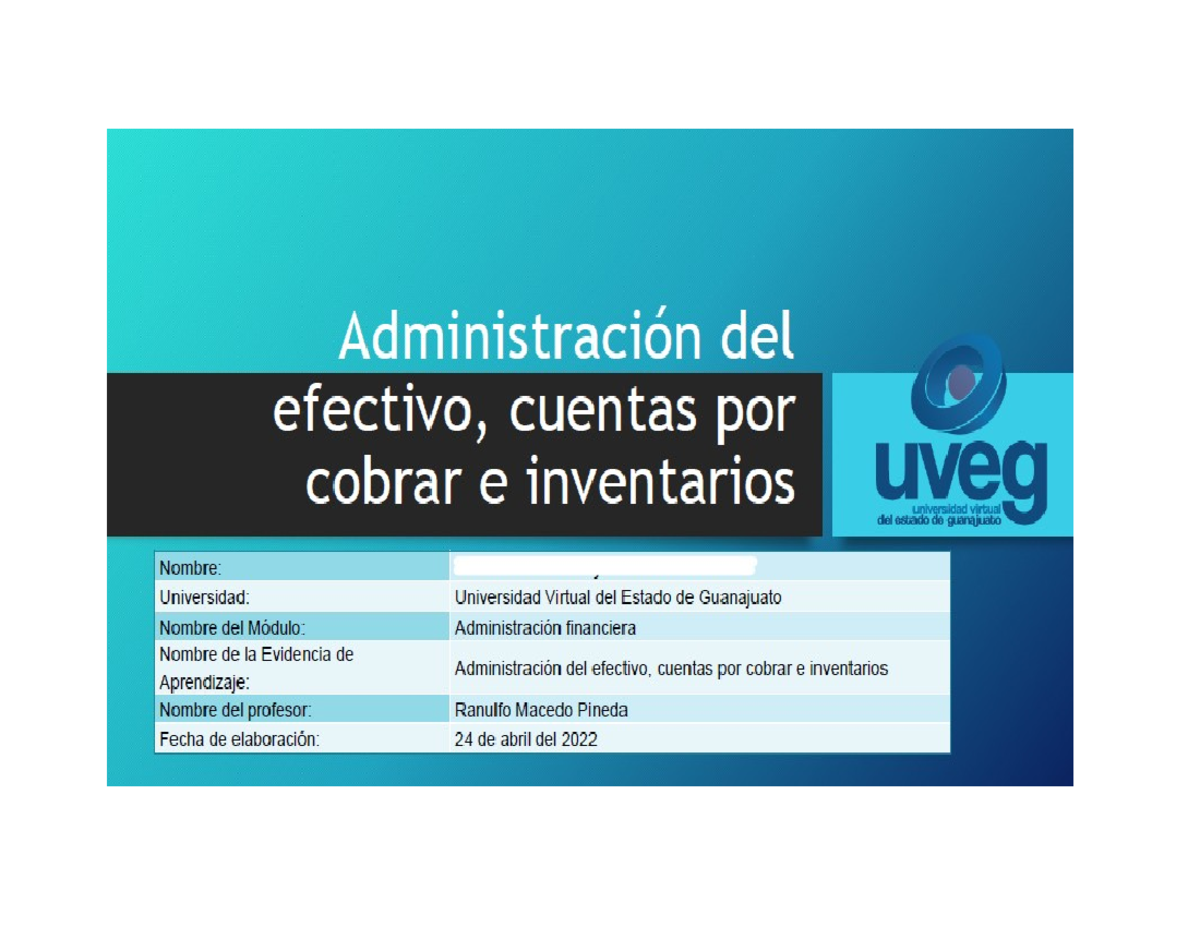 Gestión de Efectivo, Cuentas por Cobrar e Inventarios en Empresas - Document Preview