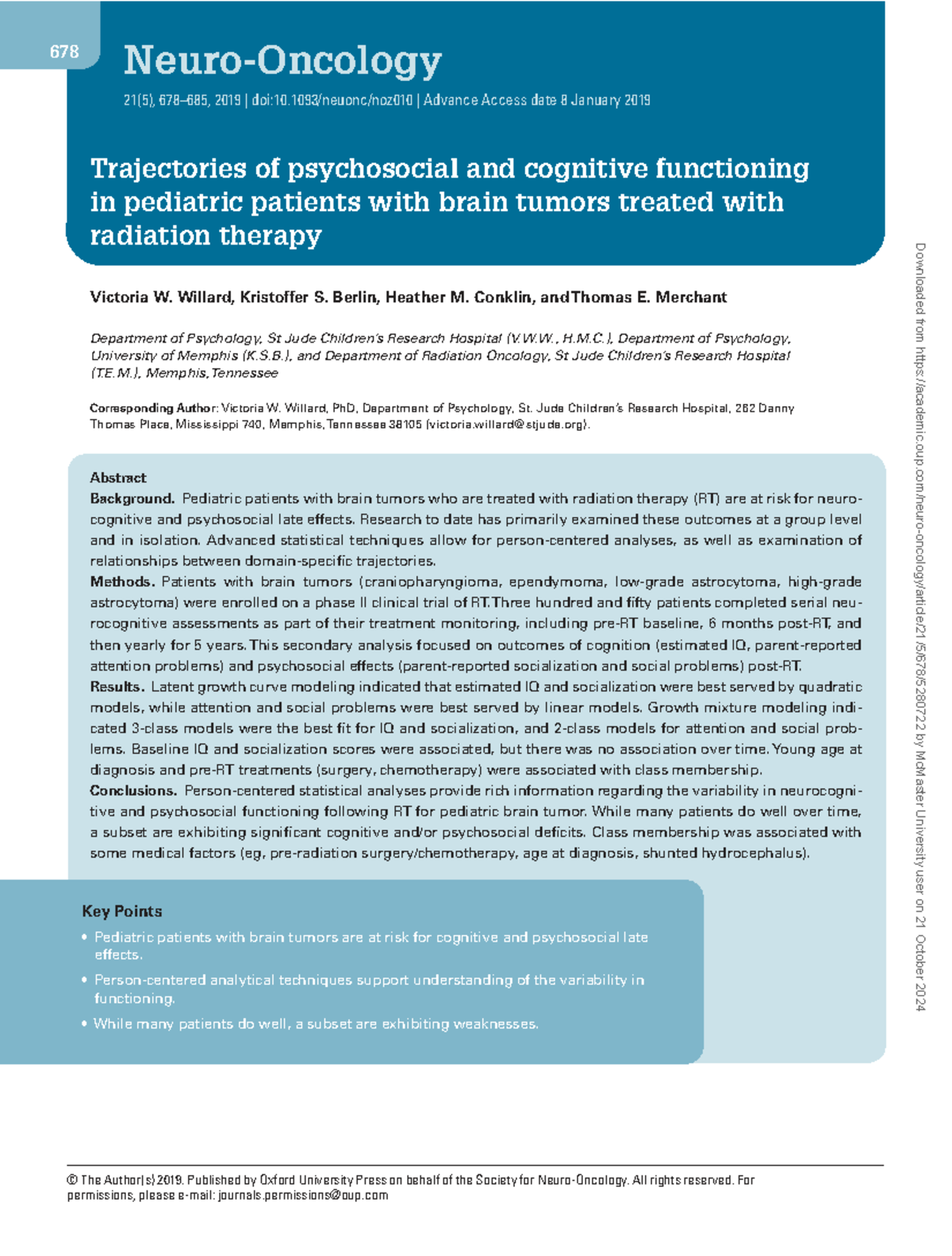 Trajectories of Cognitive and Psychosocial Functioning in Pediatric ...
