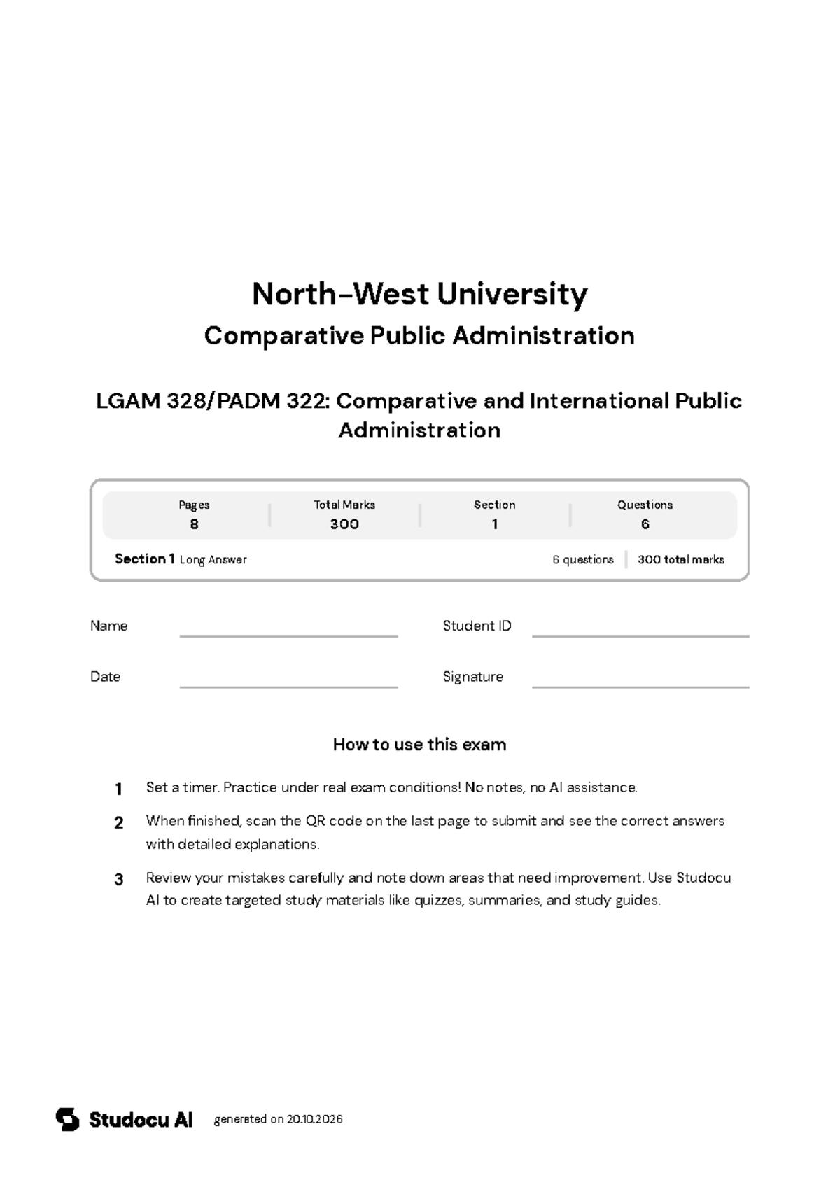 LGAM 328/PADM 322: Final Exam on Comparative Public Administration ...