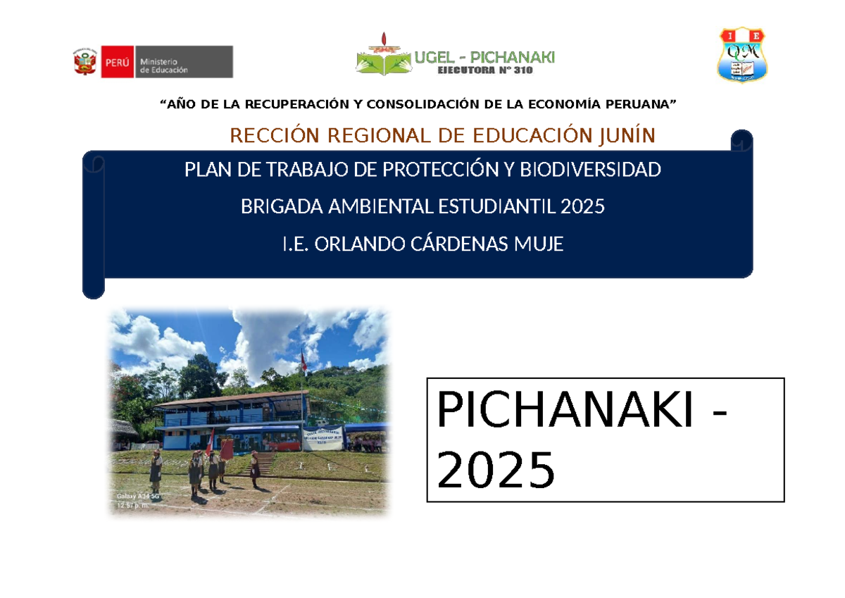 PLAN DE TRABAJO DE PROTECCIÓN Y BIODIVERSIDAD 2025 - I.E. CÁRDENAS - Document Preview