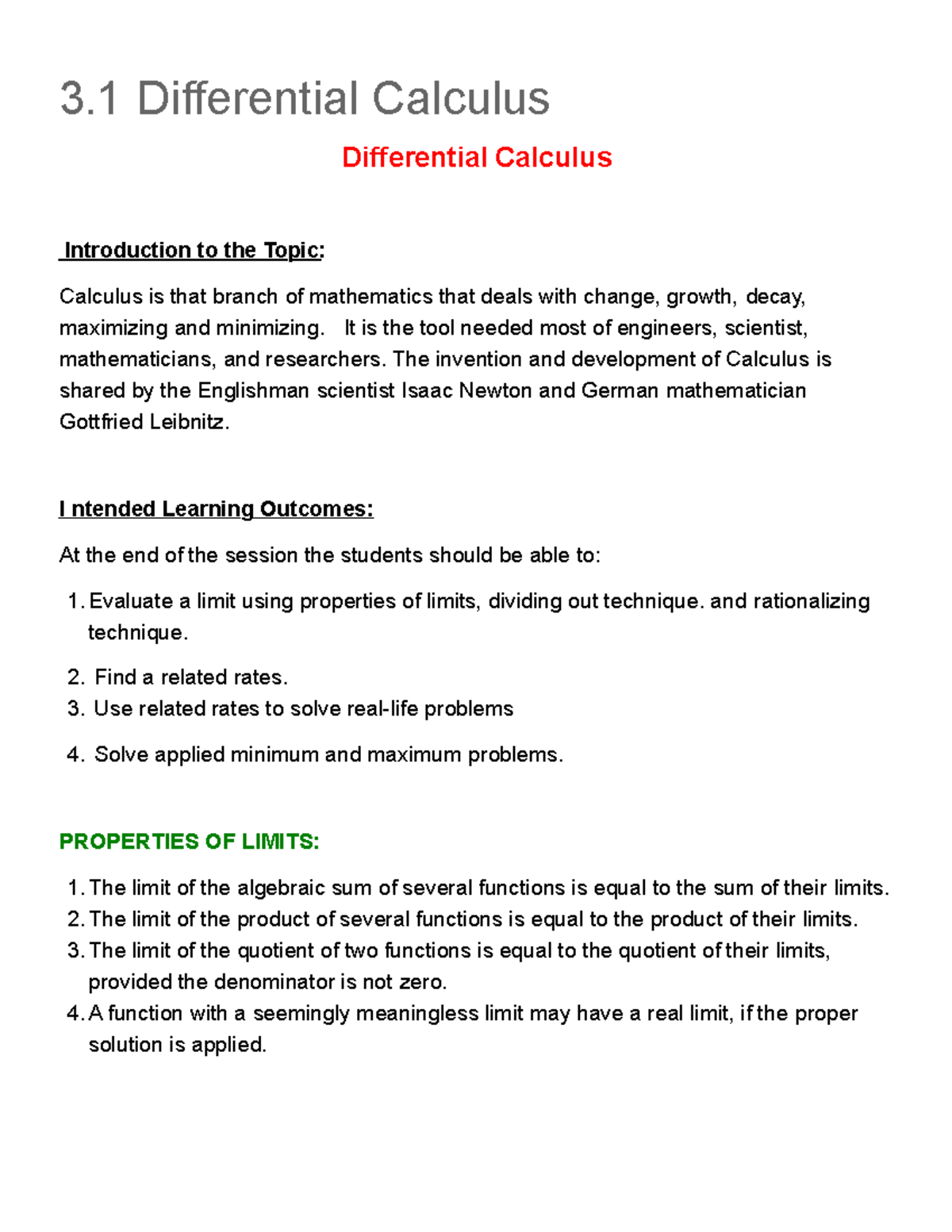Lesson 3: Integration & Differential Calculus Overview for CE Course 1 ...
