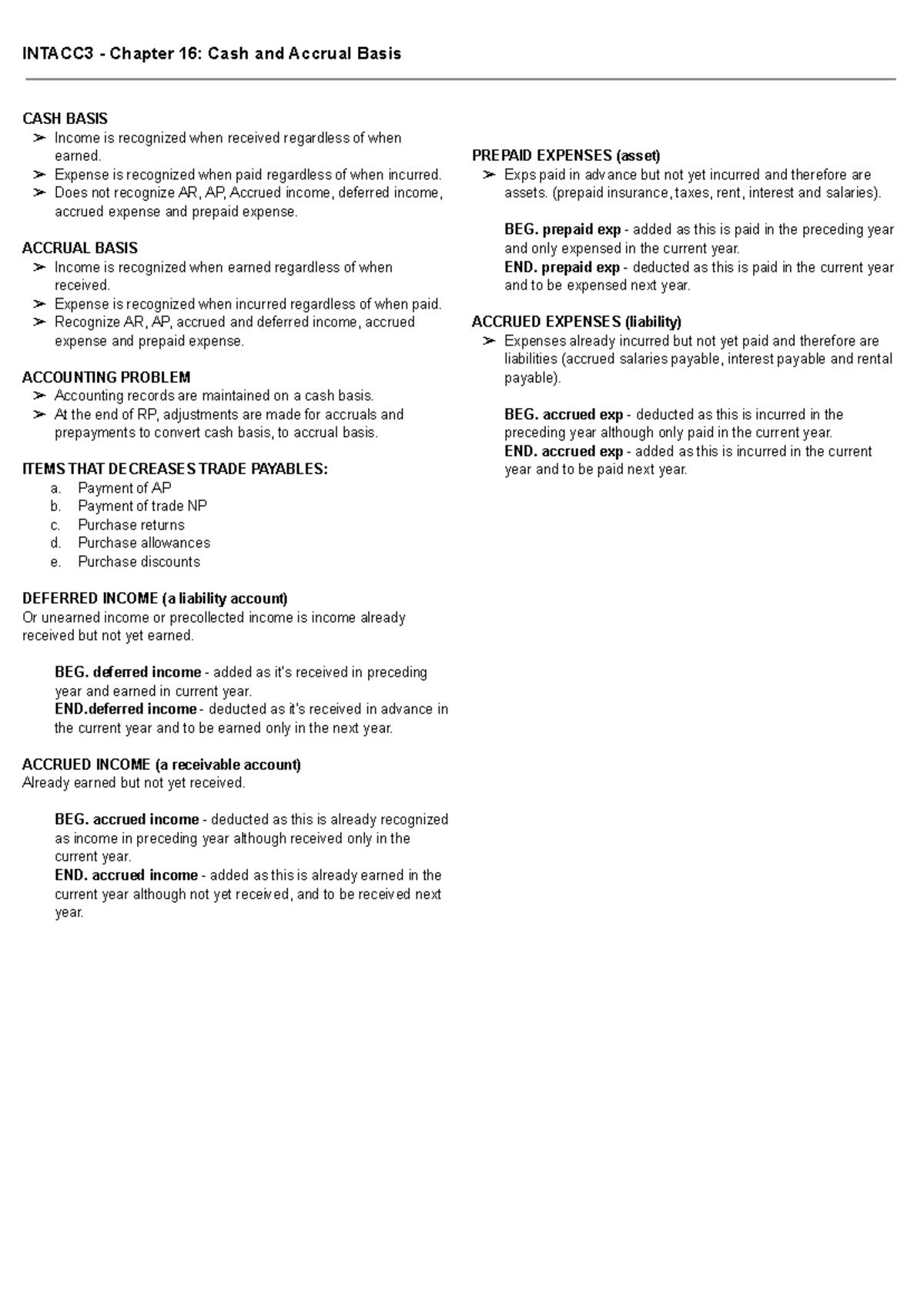 INTACC3 Chapter 16: Cash vs. Accrual Basis Explained - Studocu