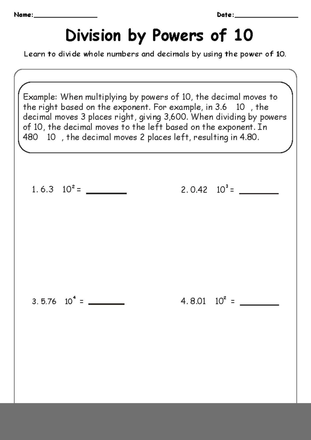 Image 16 for Powers Of 10 Worksheets