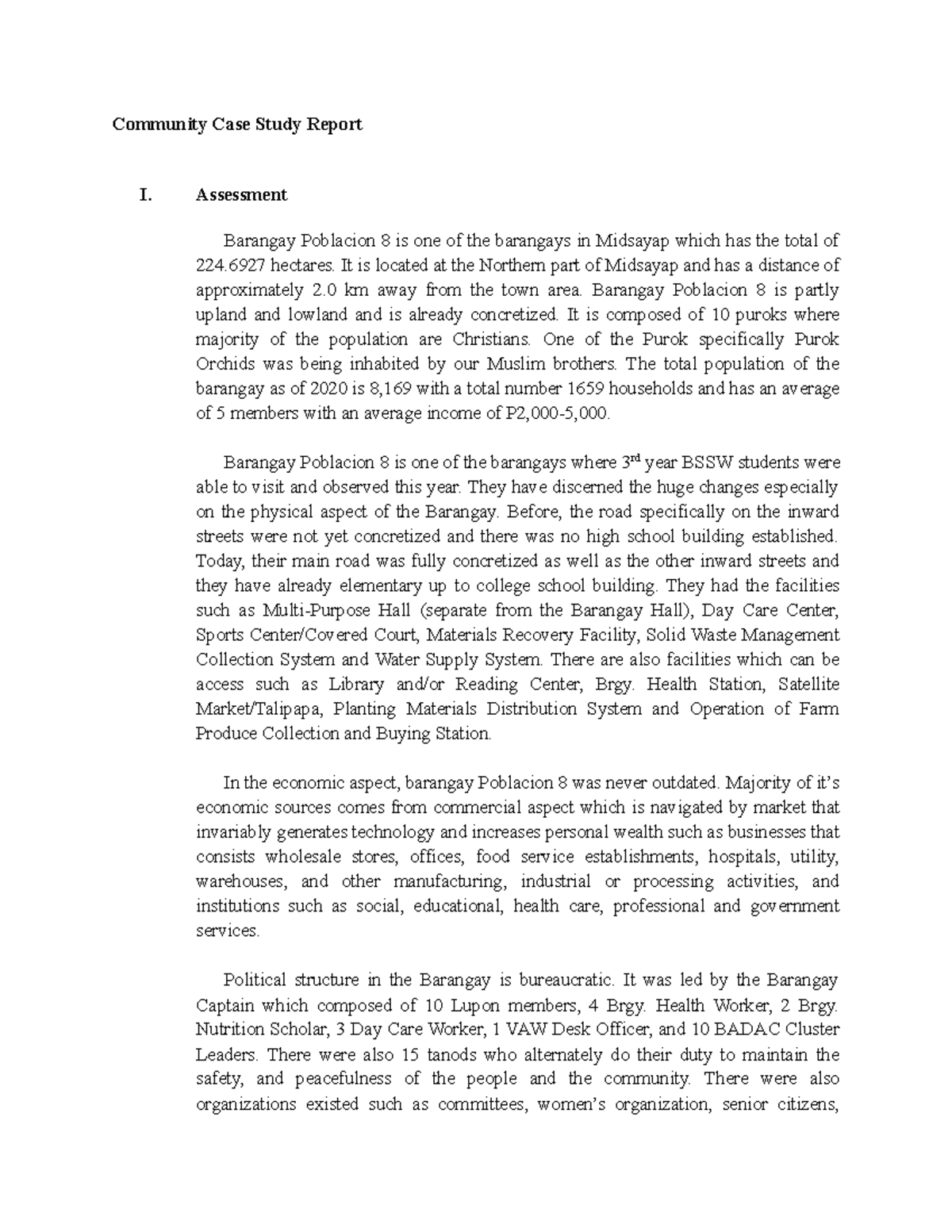 Social Work Community Case Study Report Sample - Community Case Study ...
