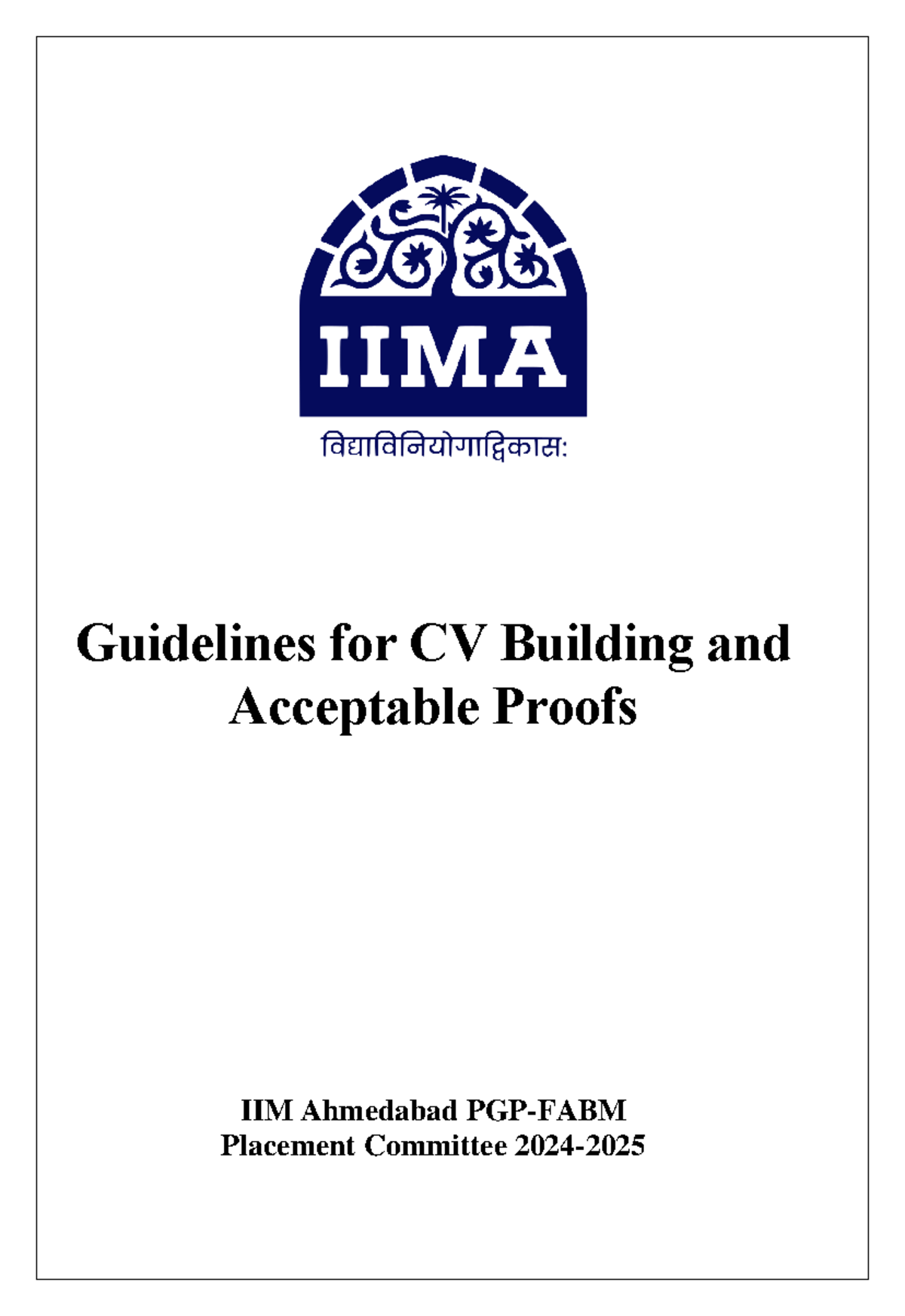 Guidelines for CV Building and Acceptable Proofs - Guidelines for CV ...