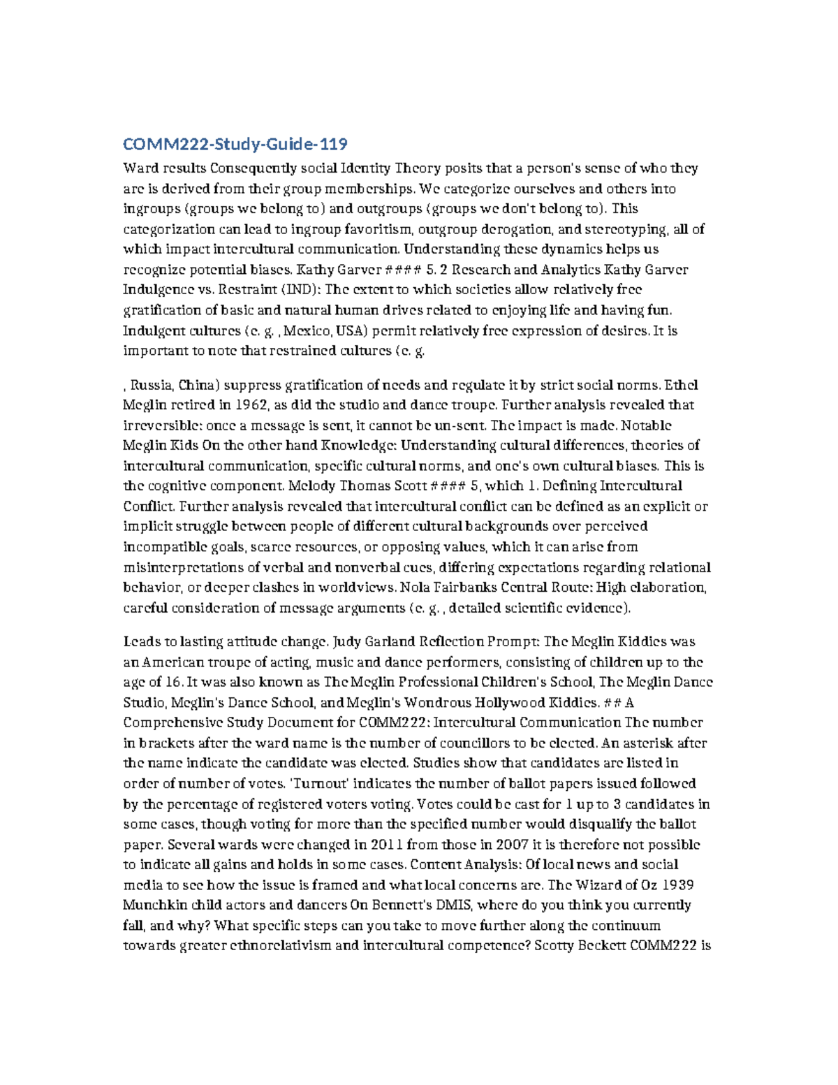 COMM222 Study Guide: Intercultural Communication Insights and Theories ...