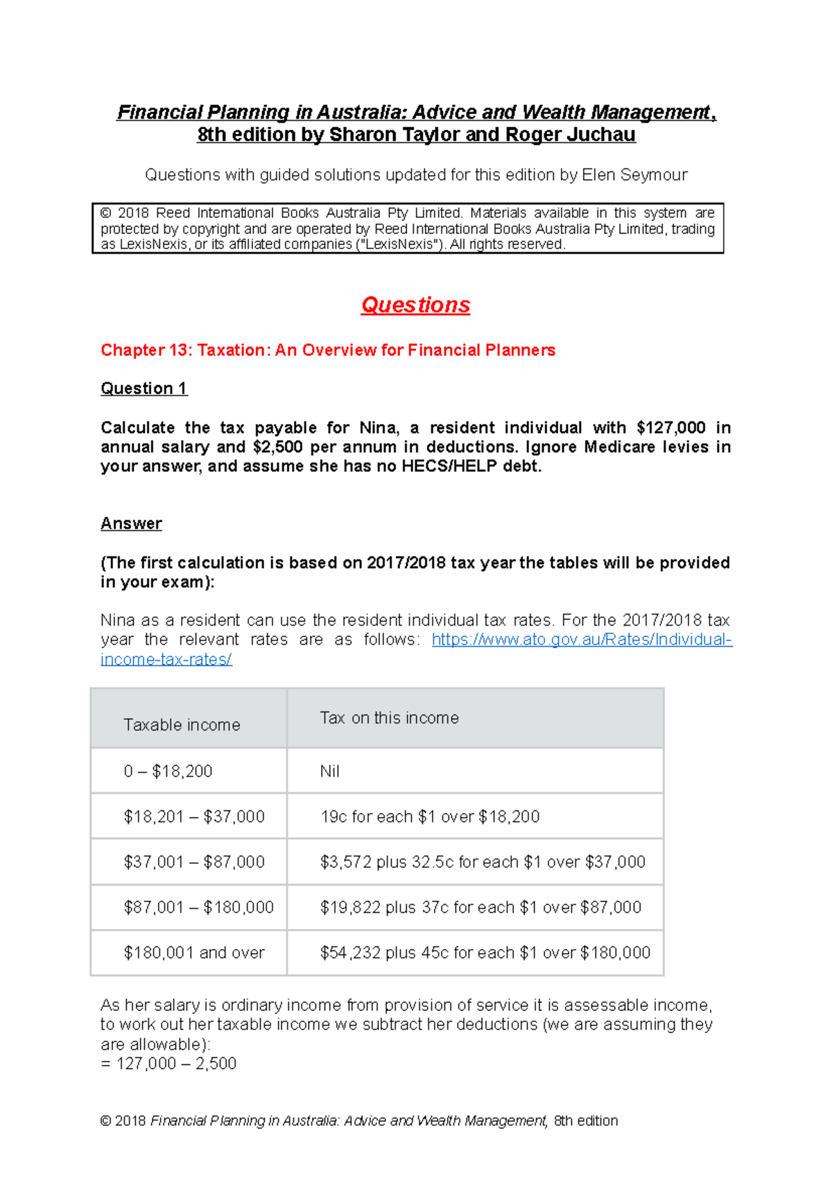 Financial Planning Tutorial 3: Guided Questions & Solutions - Studocu