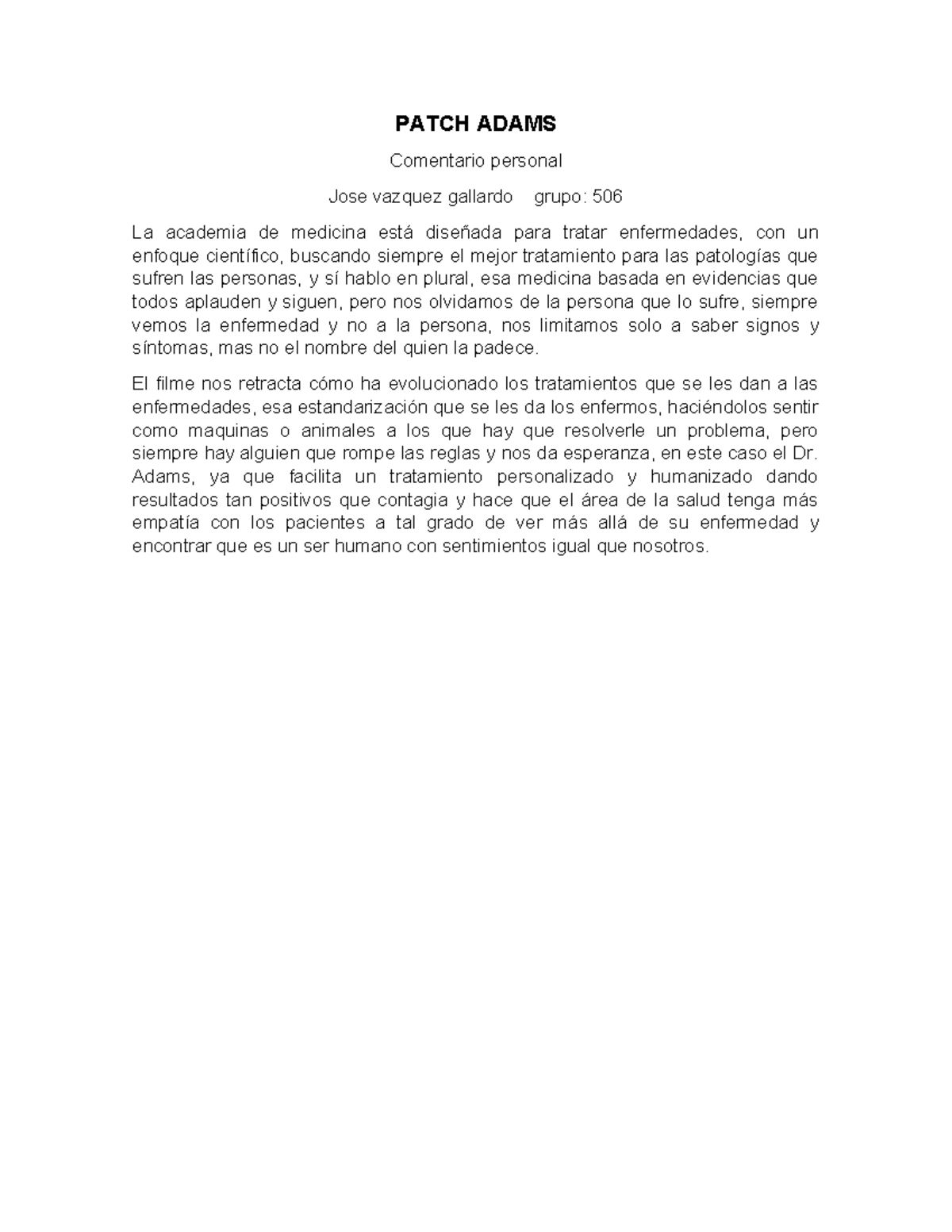 Reflexiones sobre el Filme 