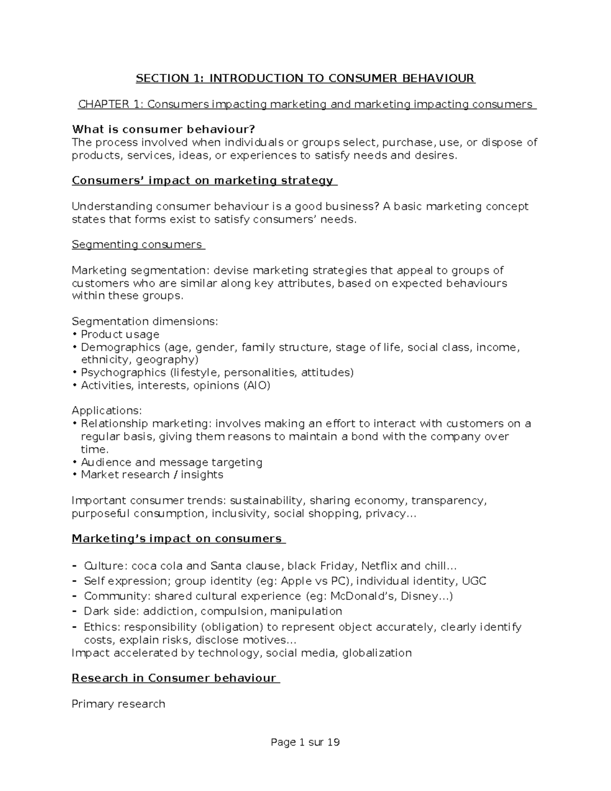 MARK 305 - Test 1 - Consumer Behavior Notes (Chapters 1-6) - Studocu