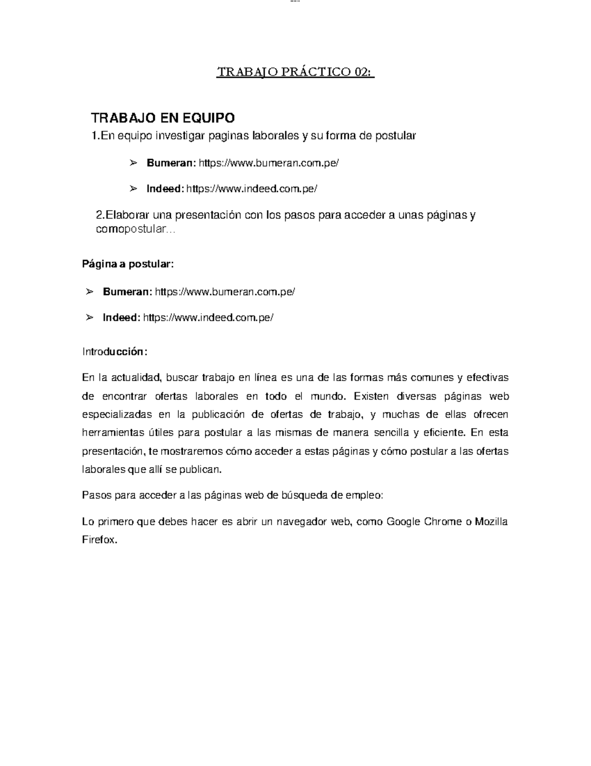 Trabajo Práctico 02: Investigación y Postulación en Páginas Laborales - Document Preview