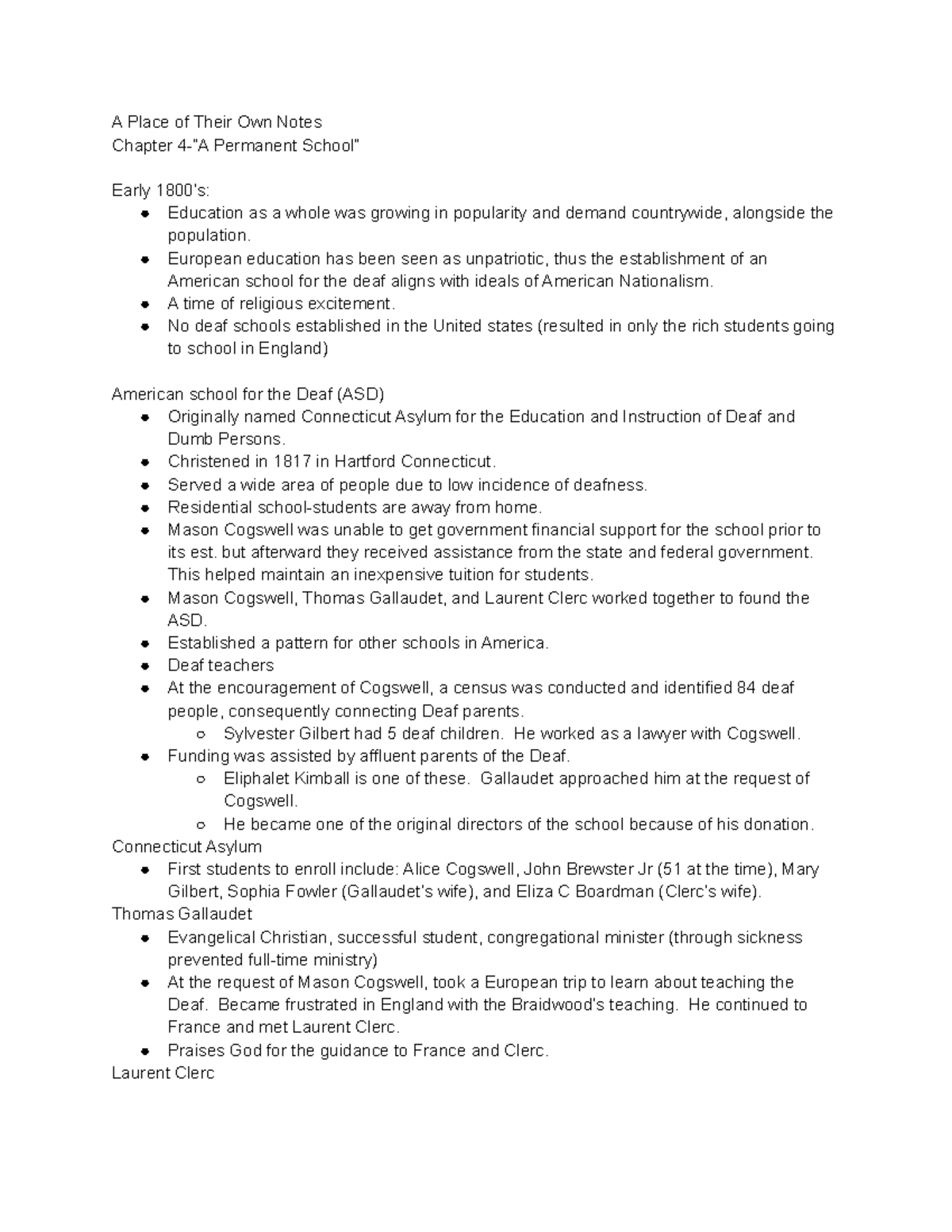 A Place of Their Own: Notes on Chapter 4 - "A Permanent School" - Studocu