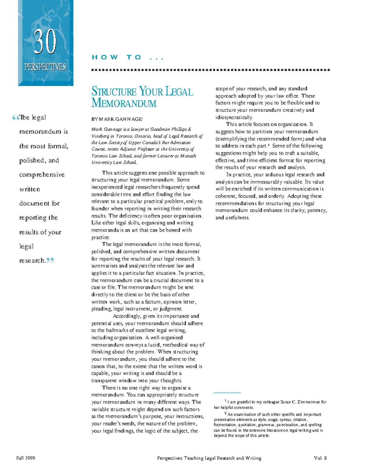 Structuring Legal Memorandum - Legal Research & Writing 8 - Studocu
