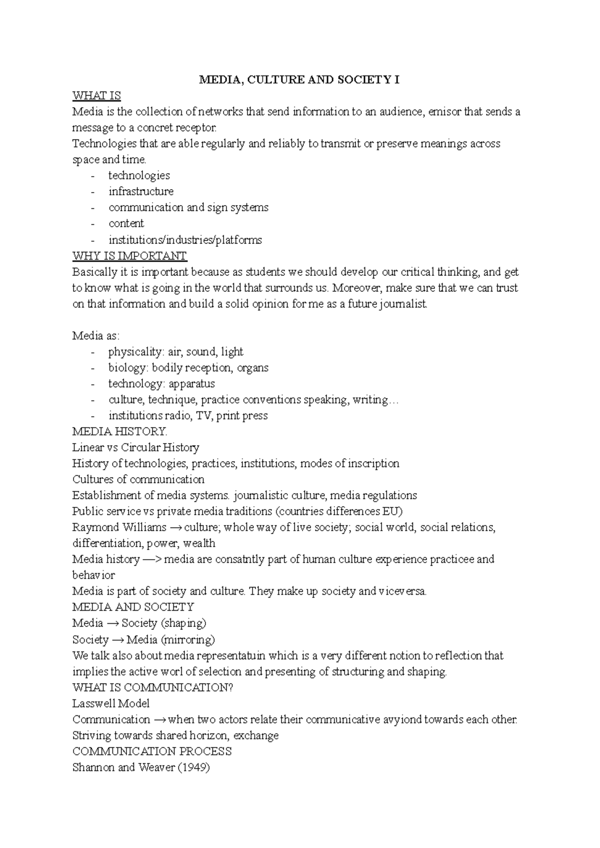 Media, Culture AND Society - MEDIA, CULTURE AND SOCIETY I WHAT IS Media ...
