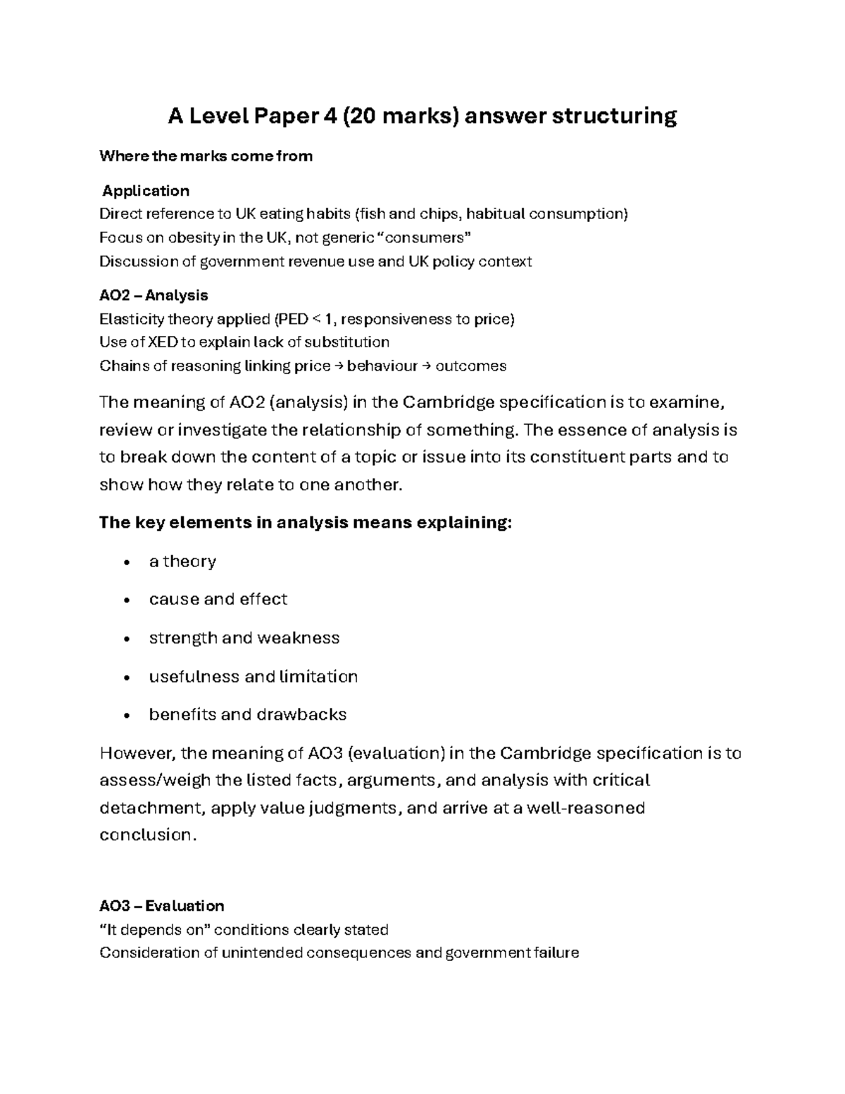 A Level Paper 4 (20 Marks) Structuring for Tax on Demerit Goods - Studocu