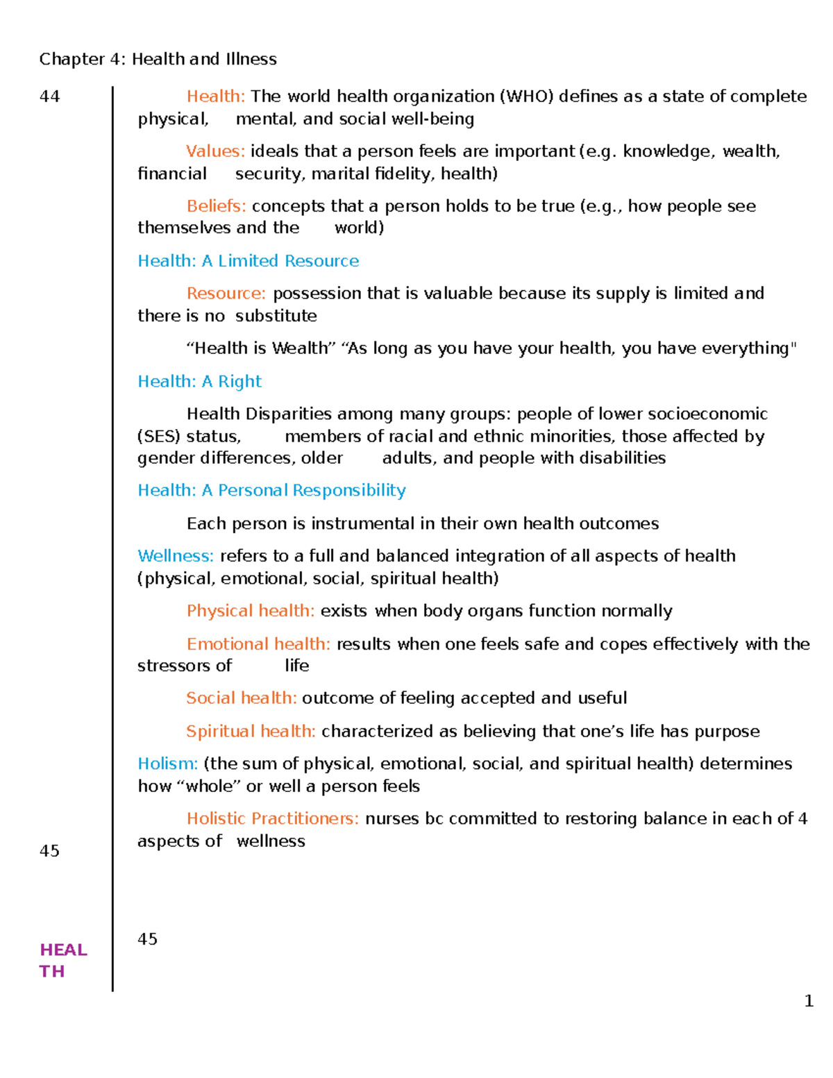 Chapter 4 Notes: Health and Illness Overview - Studocu