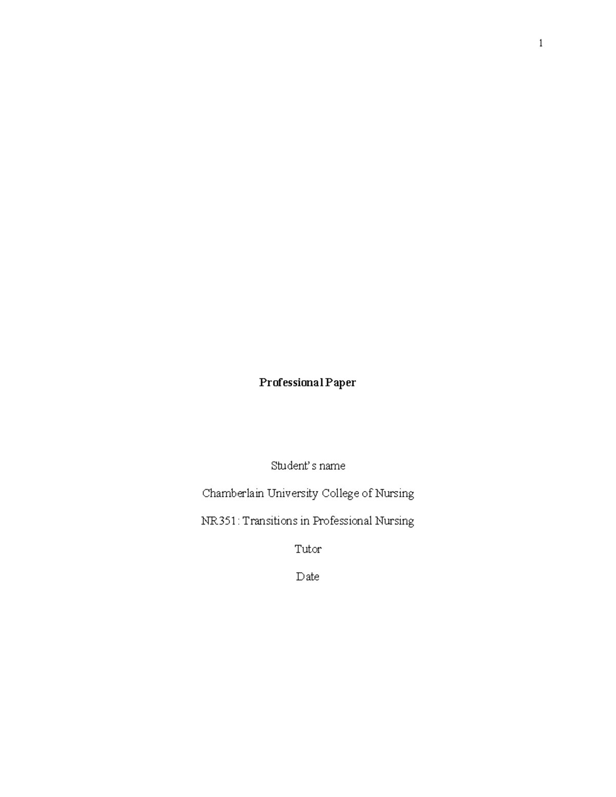 week 6 informatics assignment - Professional Paper Student’s name ...