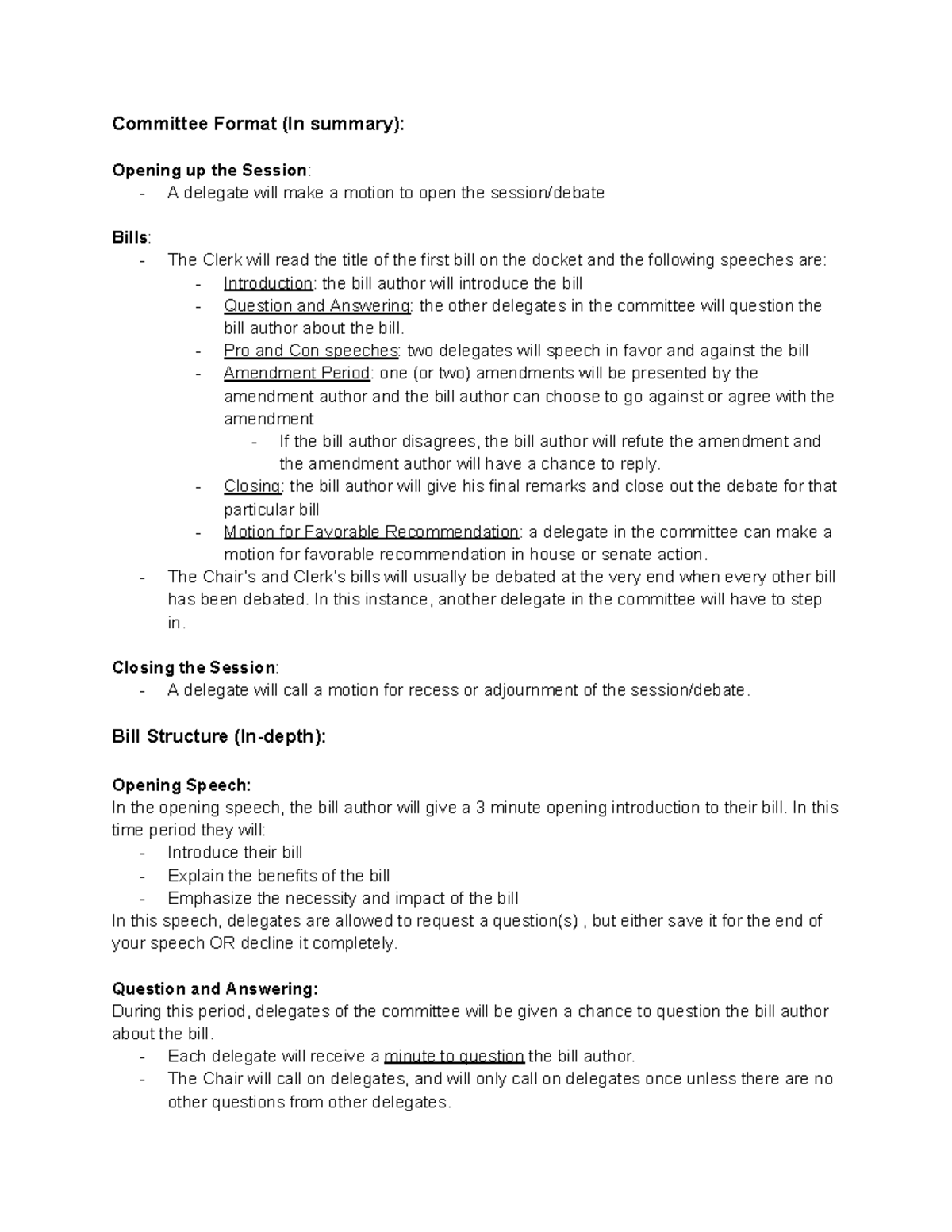 Committee Structure Overview - AP US Unit 1 - Studocu