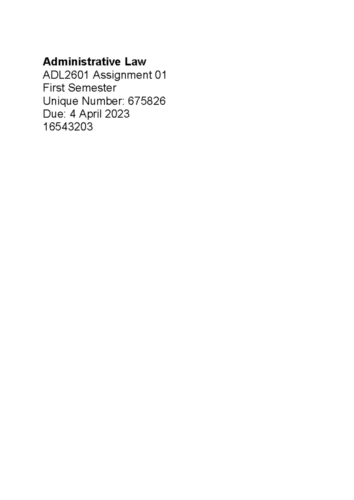 Administrative Law ADL2601 Assignment 01: Key Concepts & Case Analysis ...