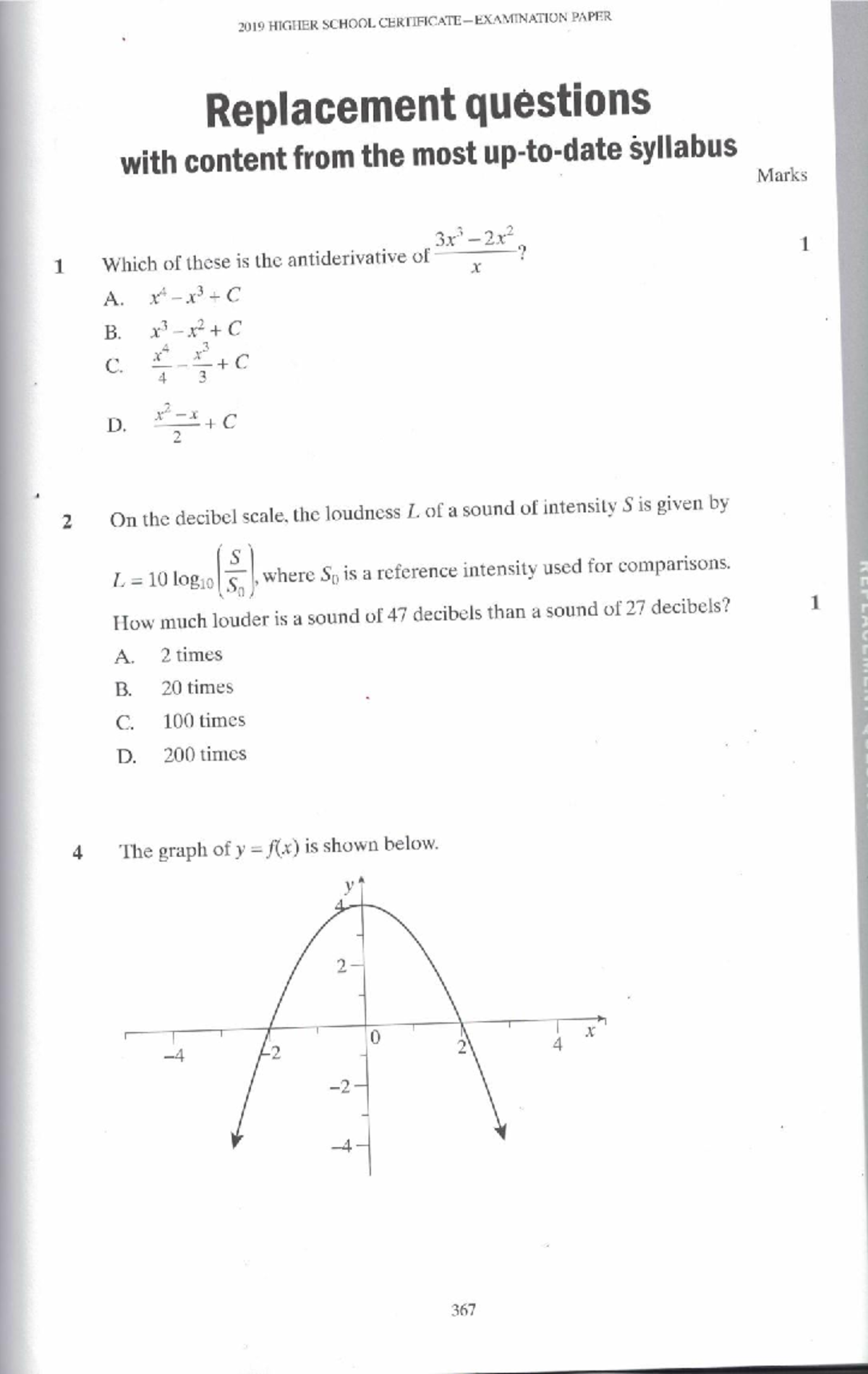 2019 2U HSC Replacement Questions for Higher School Paper - Studocu