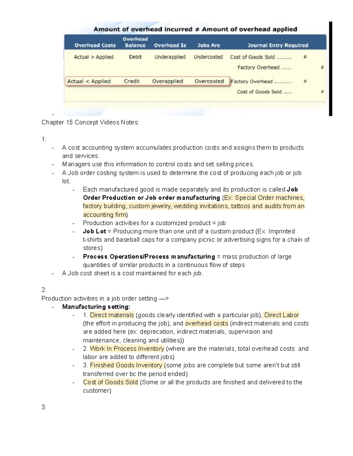 Chapter 15 Cost Accounting System Overview: Module 2 Exam Notes - Studocu