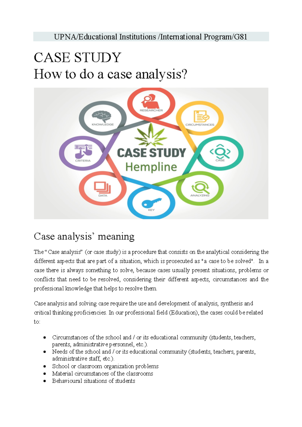 Case Analysis Procedure - UPNA/Educational Institutions /International ...