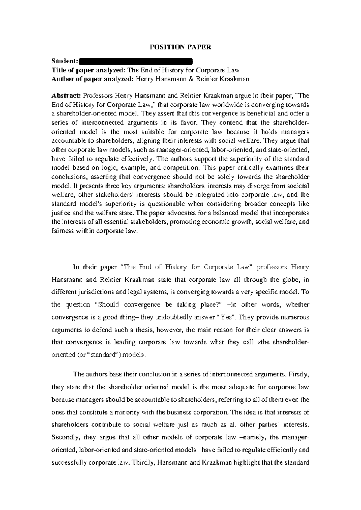 Position Paper 1: Analyzing 