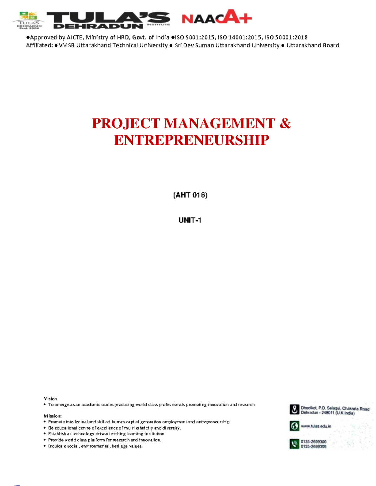 AHT 016: Project Management in Entrepreneurship - Key Insights and Case ...