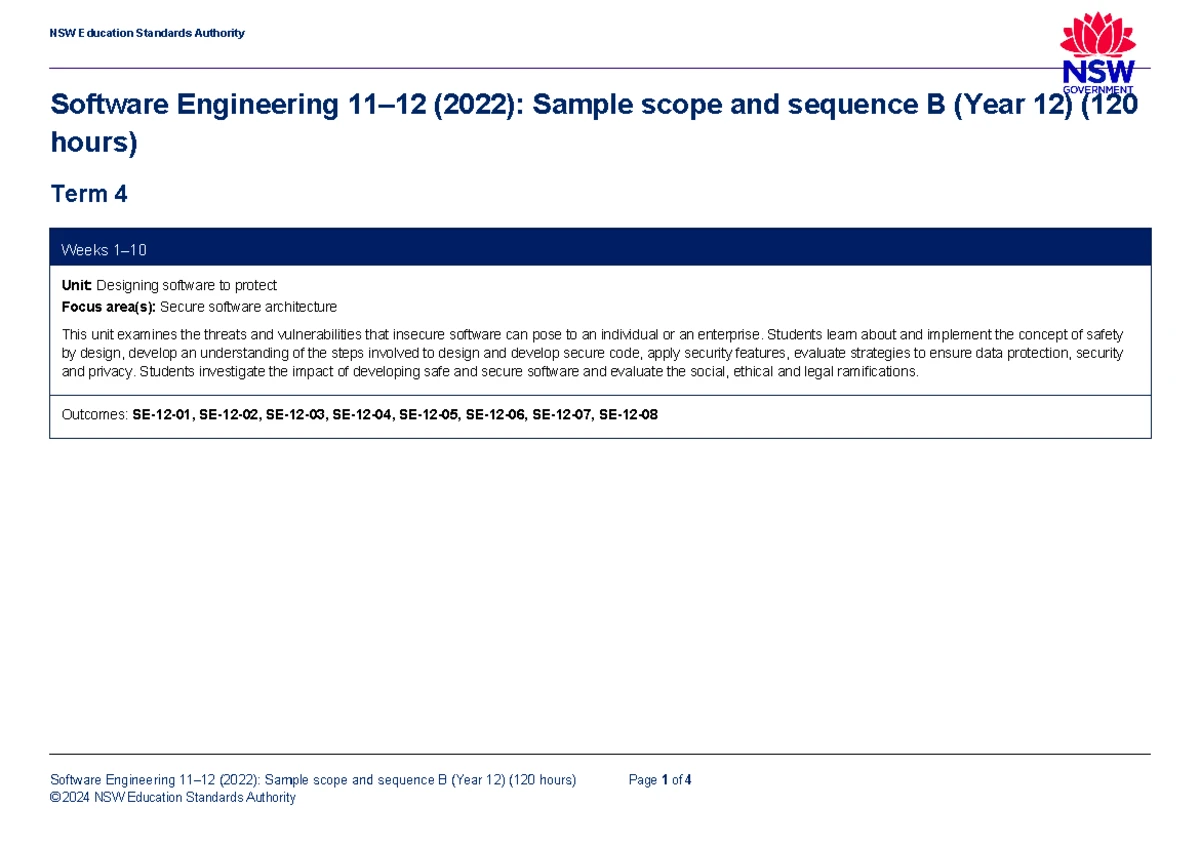 NSW Software Engineering Stage 6 (Year 12) Project Teacher Resource ...