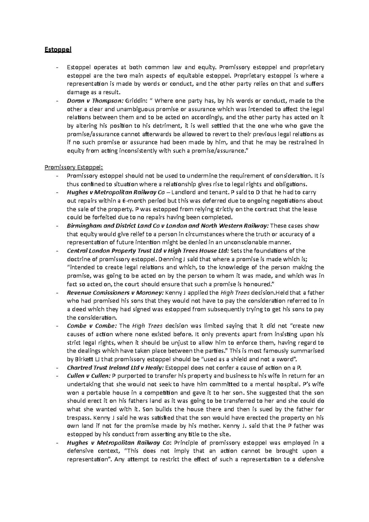 Estoppel Concepts and Cases Overview - Law 101 Study Guide - Studocu