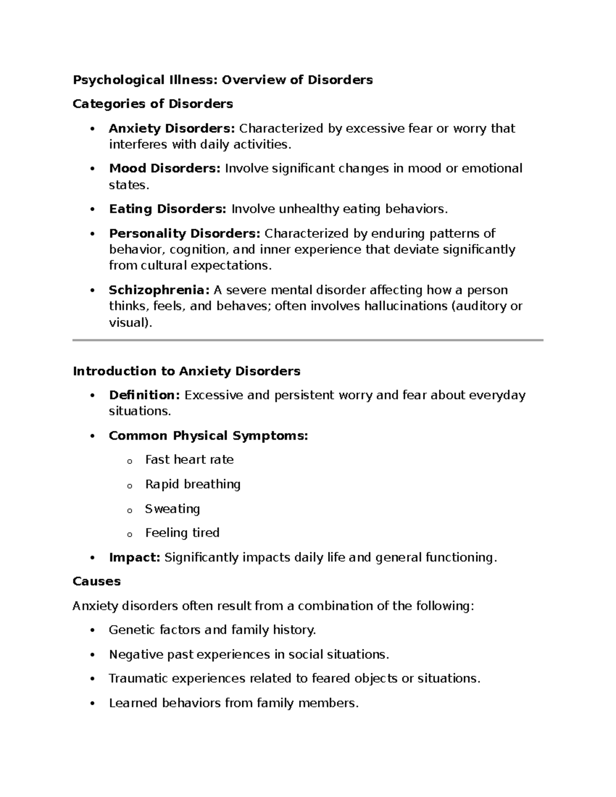Anxiety Disorder Notes: Overview of Types and Treatments - Studocu