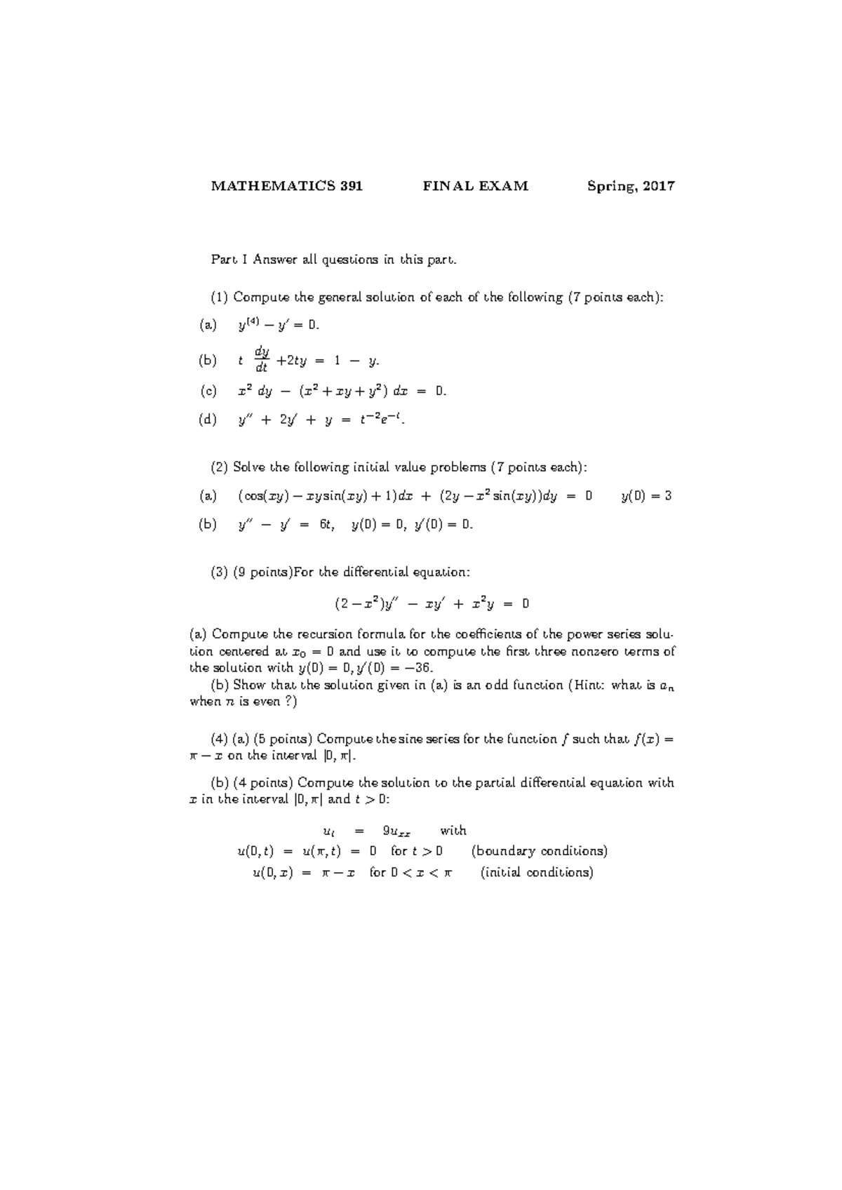 Math 39100 Homework Problems - Practice Exercises and Solutions - Studocu