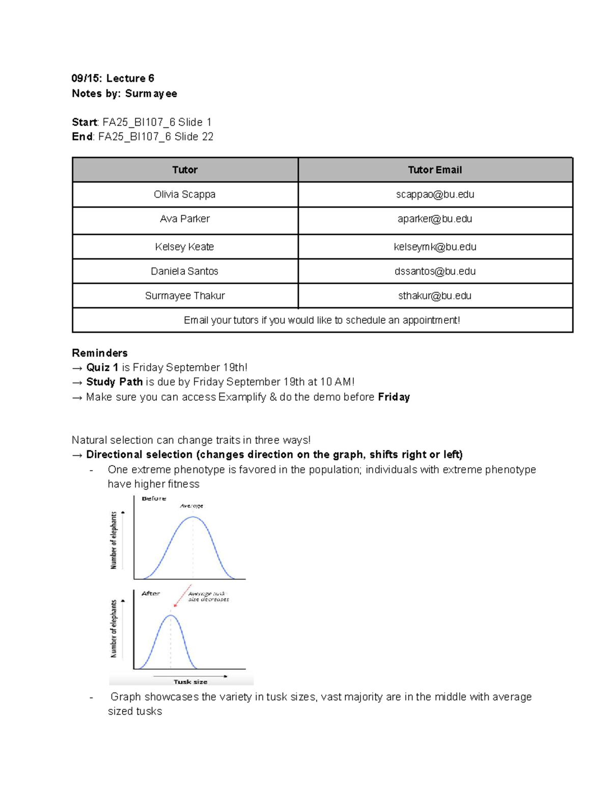 FA25_BI107 Lecture 6 Notes: Natural Selection & Evolution Mechanisms ...