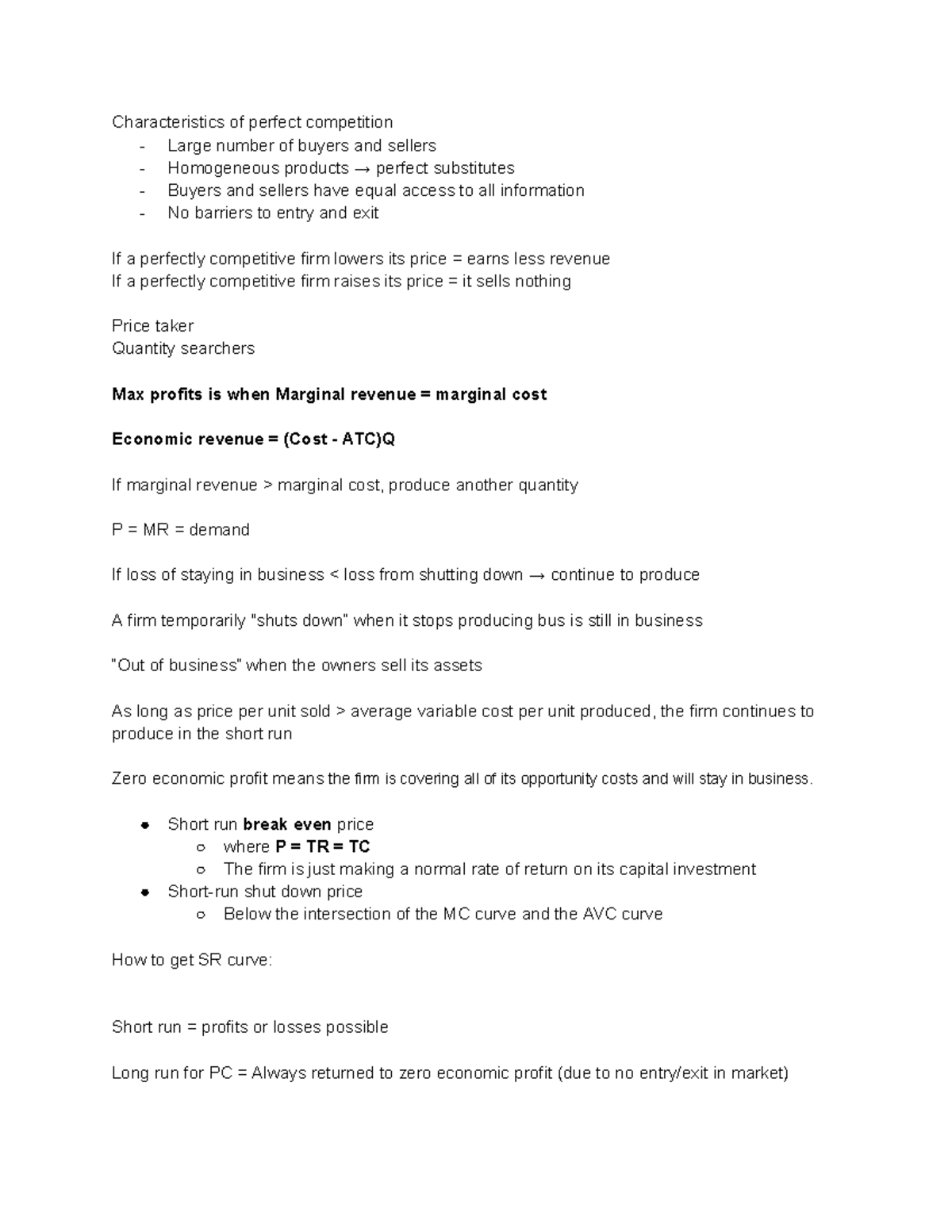 Characteristics of Perfect Competition - Lecture Notes - Studocu