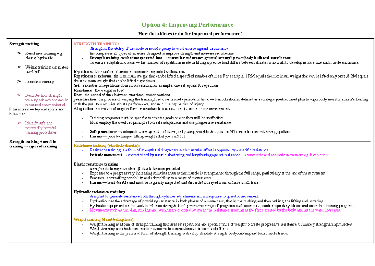 HSC -Improving Performance - Option 4: Improving Performance How do ...