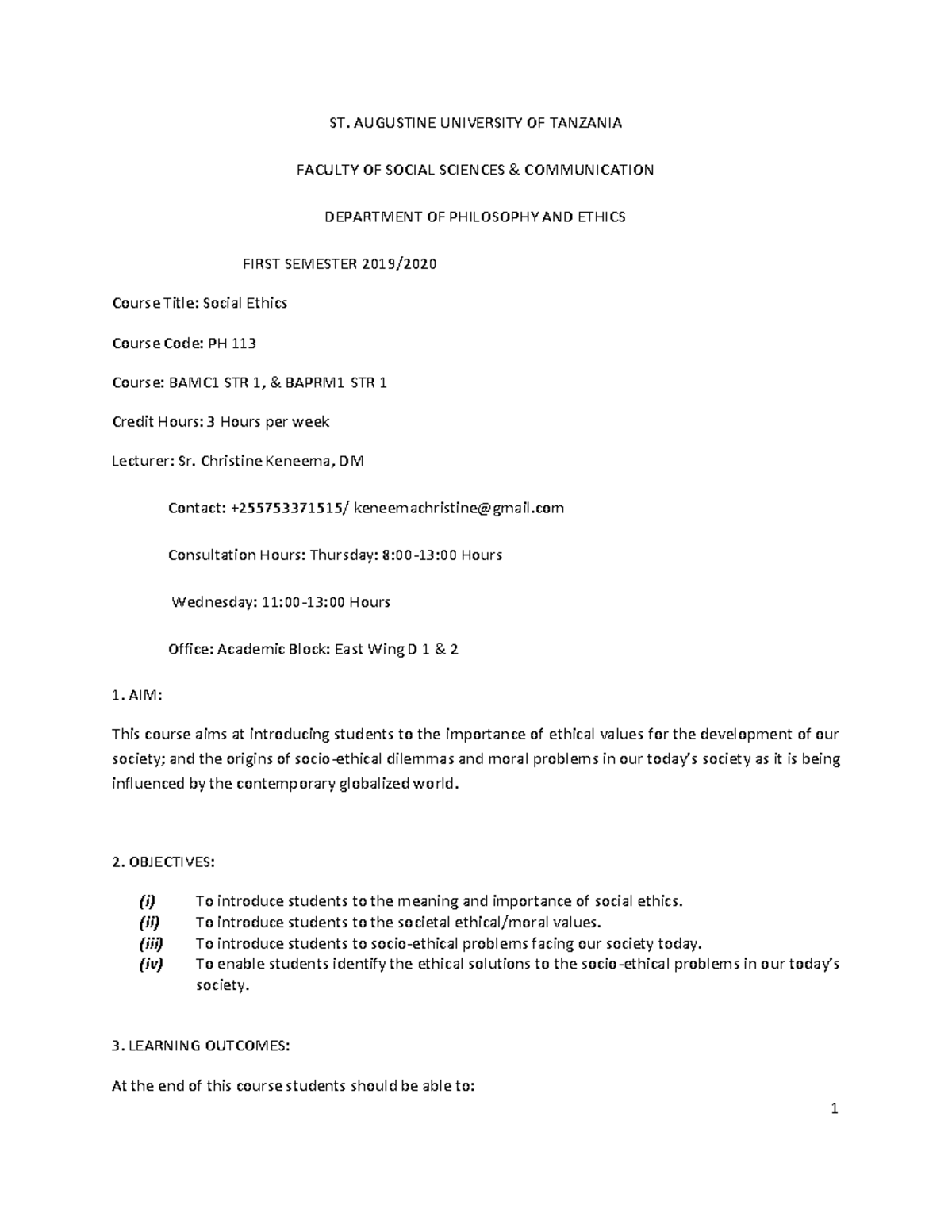 Social Ethics Course Overview - PH 113 - BAMC1 & BAPRM1 - Studocu