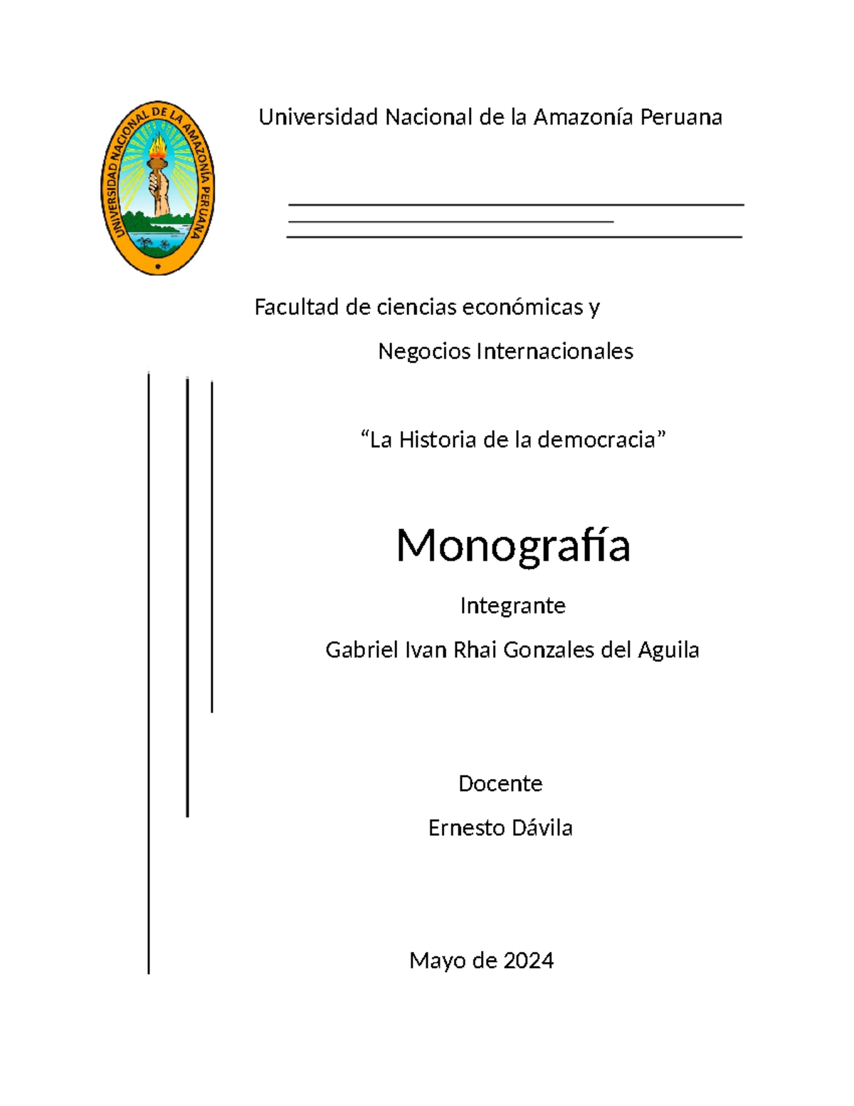 Monografía sobre la Historia de la Democracia - UNAP 2024 - Document Preview