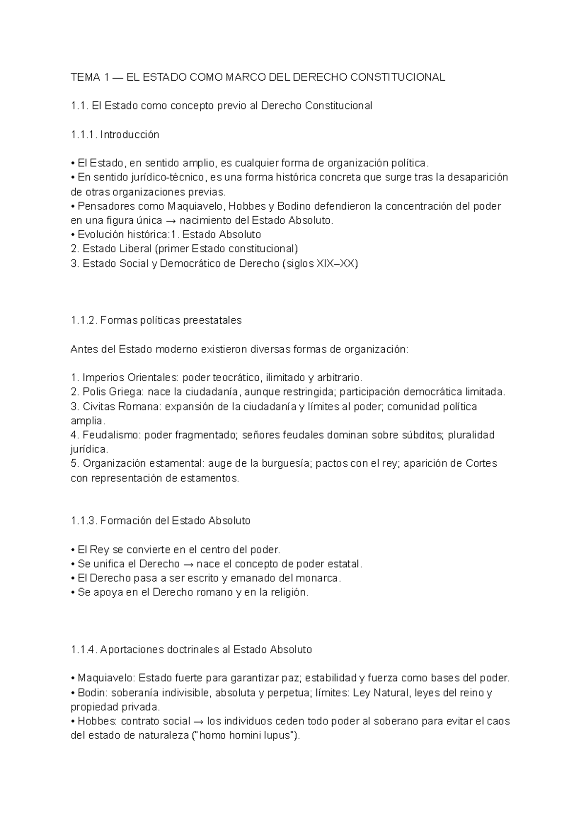 TEMA 1: EL ESTADO Y DERECHO CONSTITUCIONAL - RESUMEN PROFUNDO - Studocu