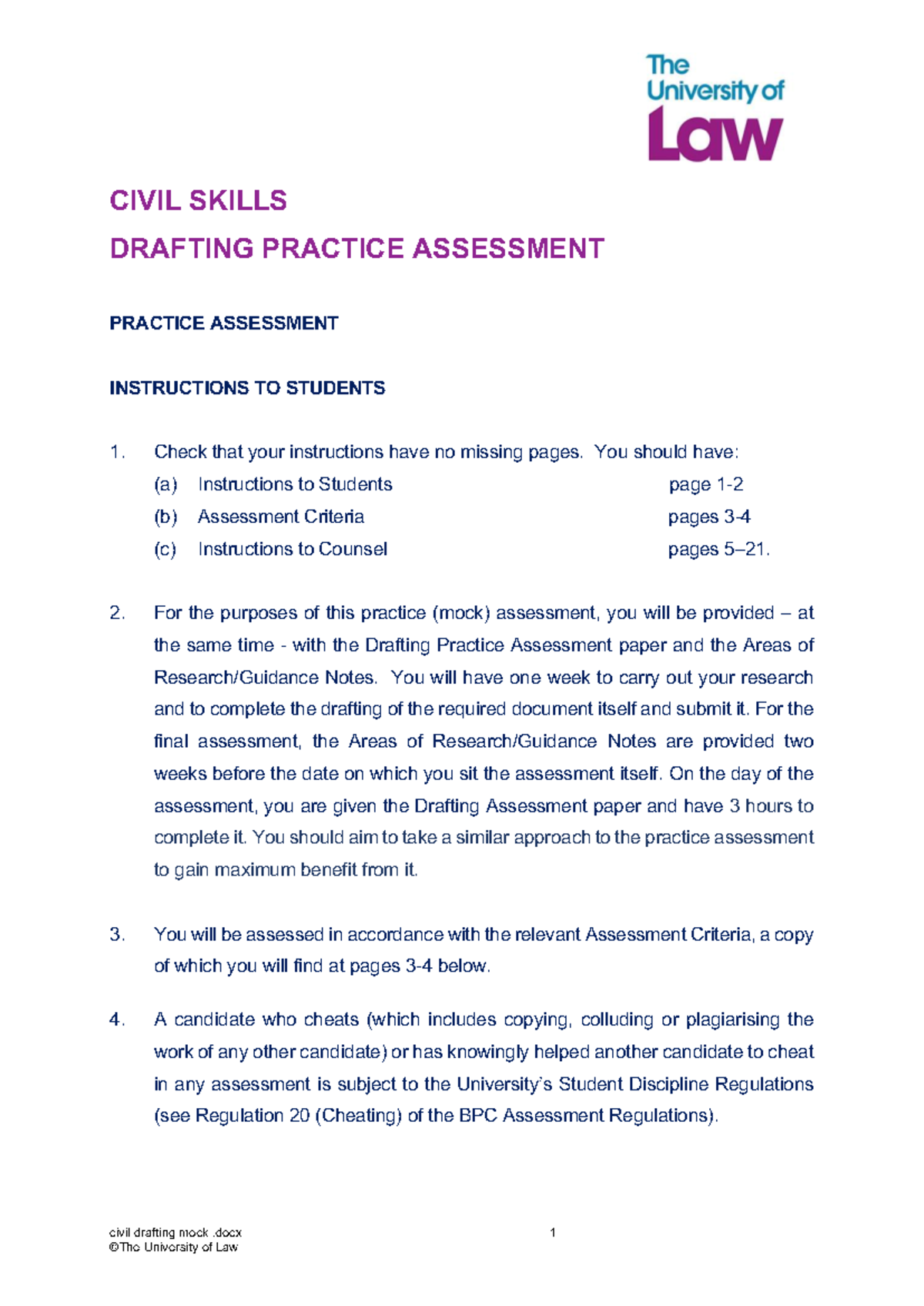 CIVIL DRAFTING PRACTICE ASSESSMENT INSTRUCTIONS & SCENARIO - Studocu