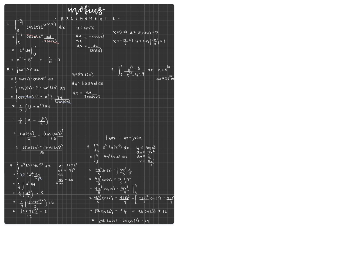 Calc II Mobius Assignment 1 Solutions and Steps - Studocu