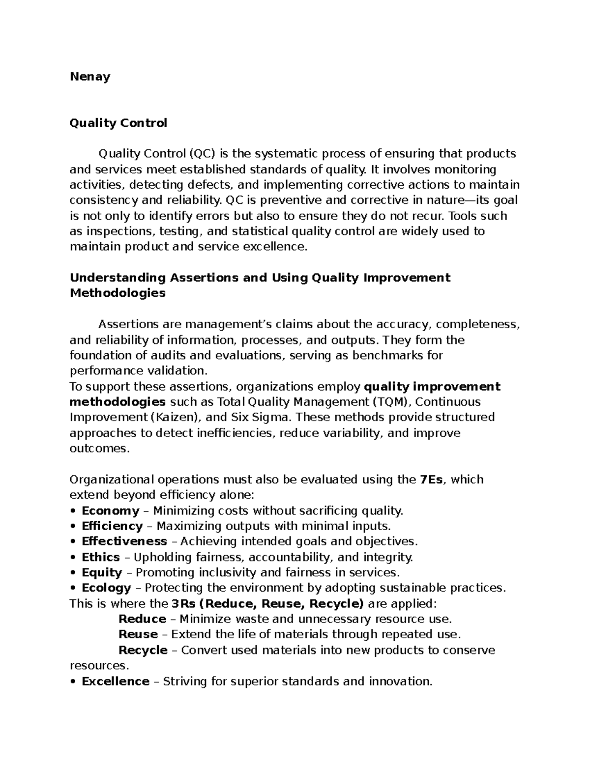 AO Report: Quality Control and Improvement Methodologies in Auditing ...