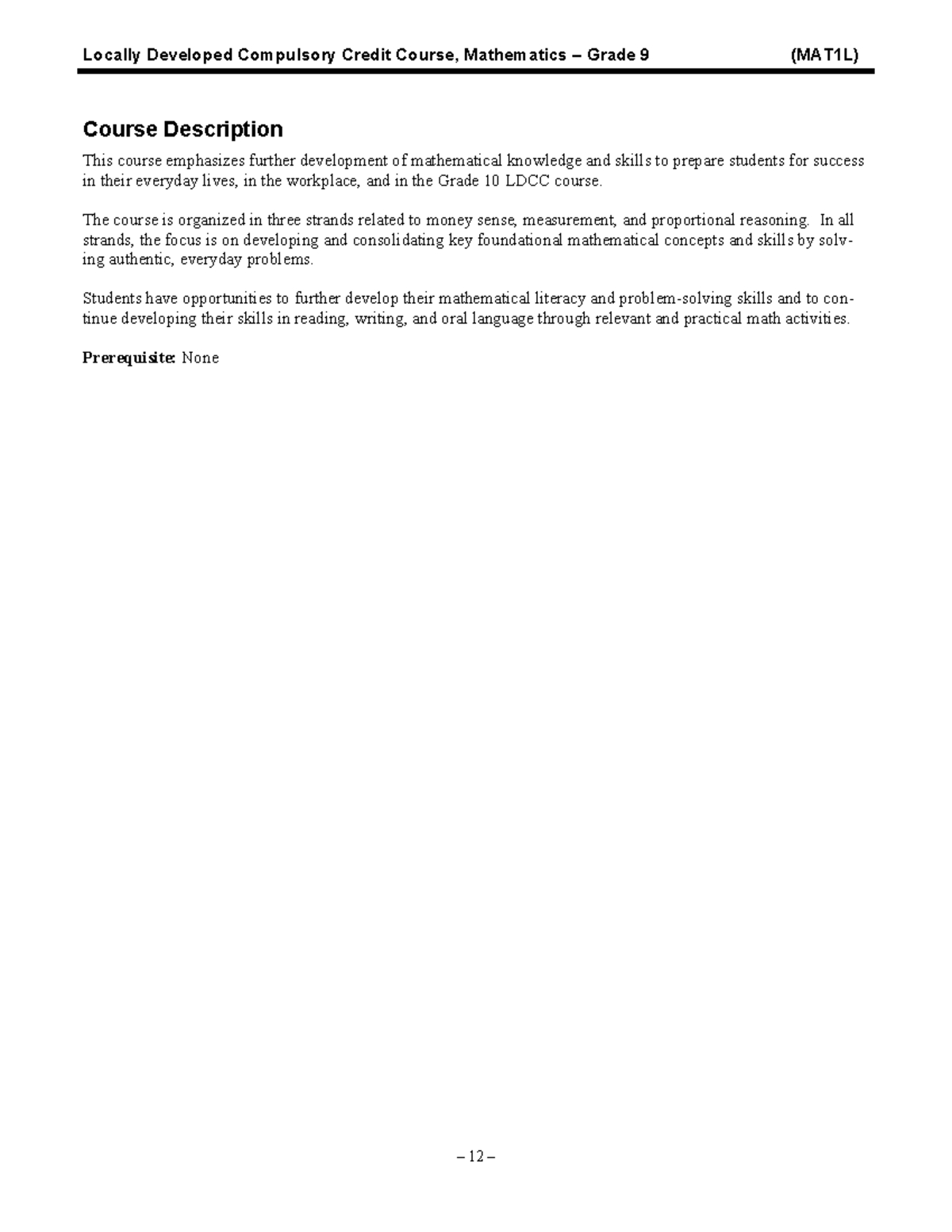 MAT1L - Grade 9 Math Course Description and Expectations - Studocu