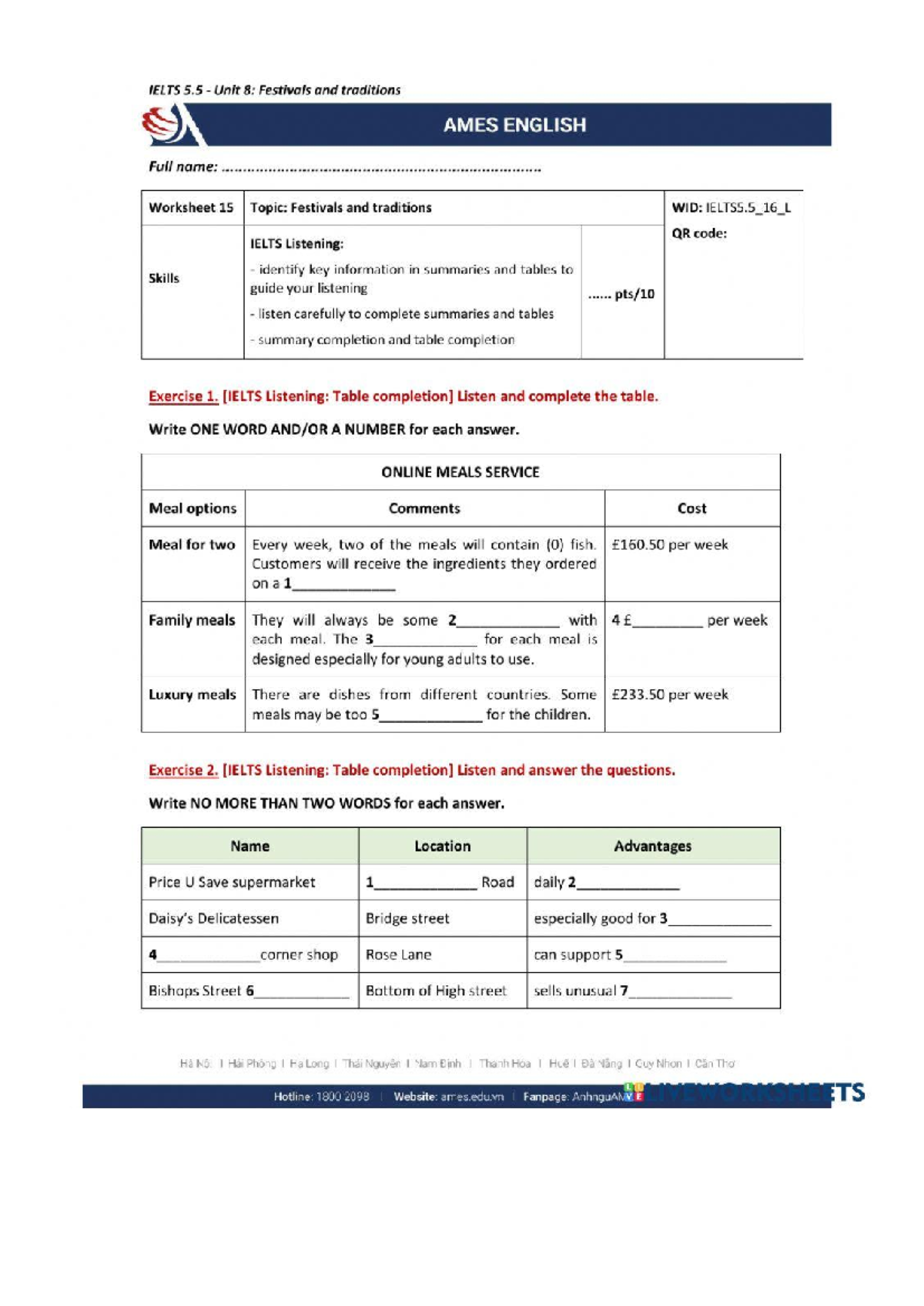 IELTS 5.5 Unit 8: Listening Exercises on Festivals and Traditions - Studocu