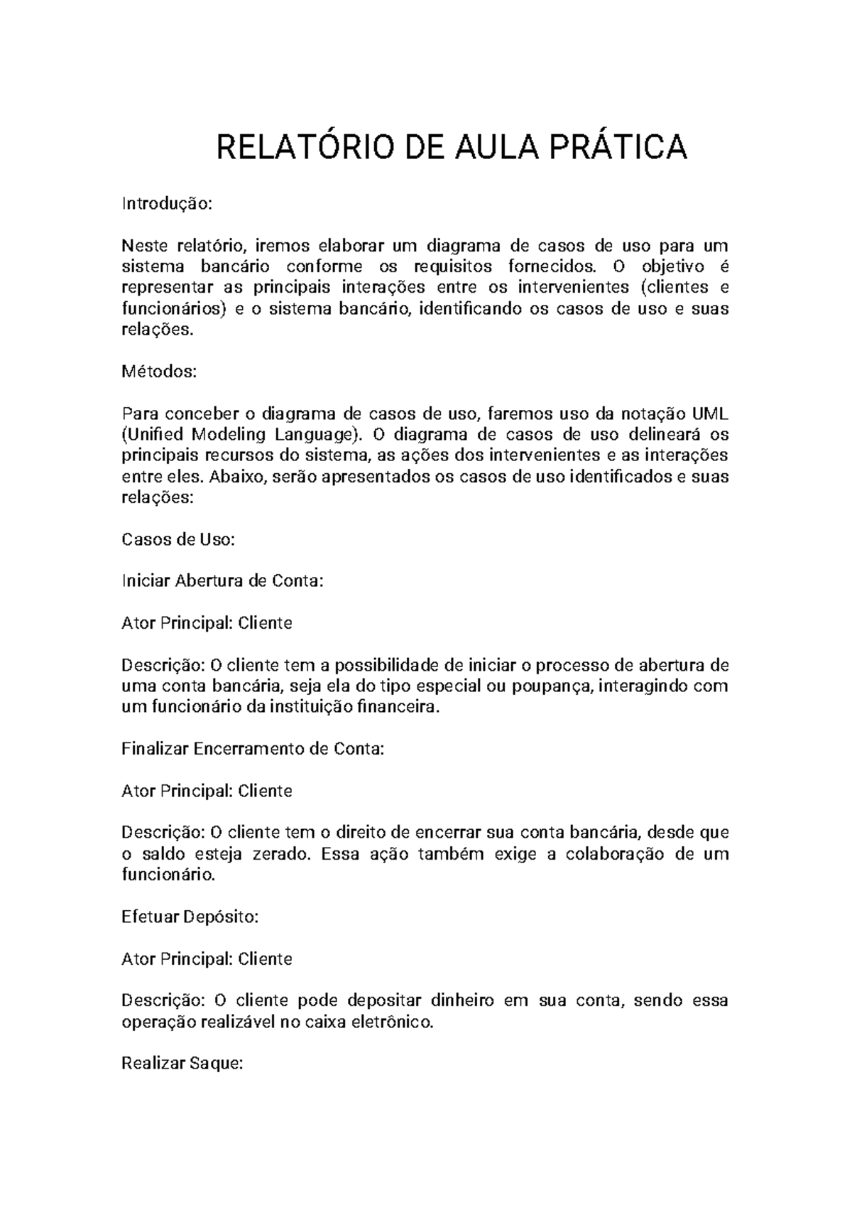 Linguagem Orientada a Objetos - RELATÓRIO DE AULA PRÁTICA Introdução ...