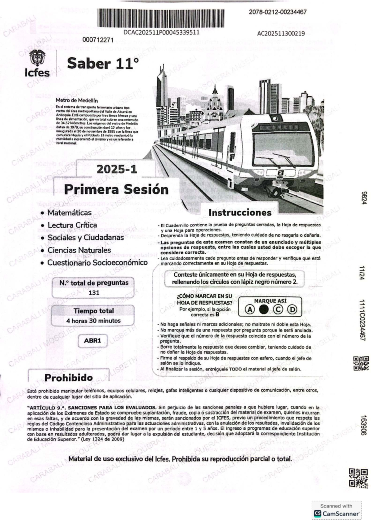 Icfes Saber 11 Matemáticas - Primera Sesión 2025 - Studocu