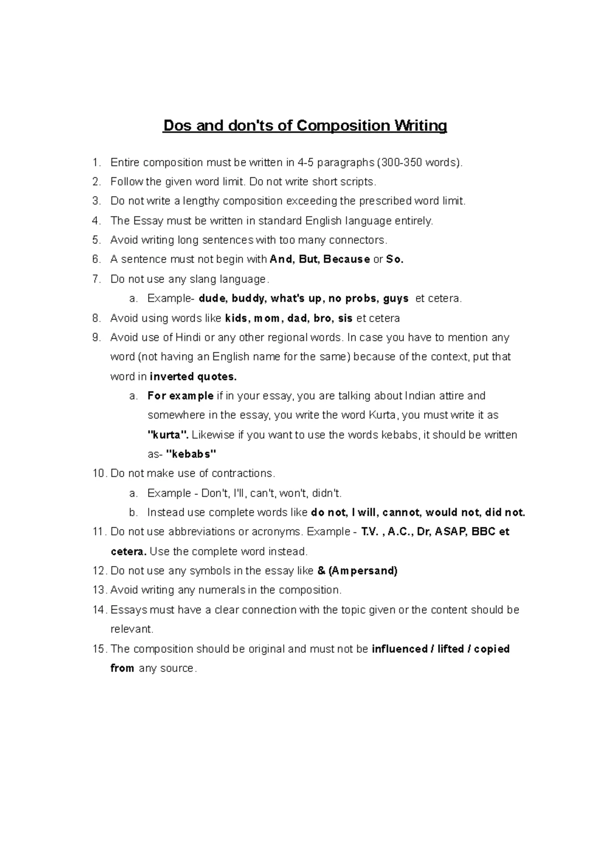 Informal Letter Writing Format Guide for 10 Marks Assessment - Studocu