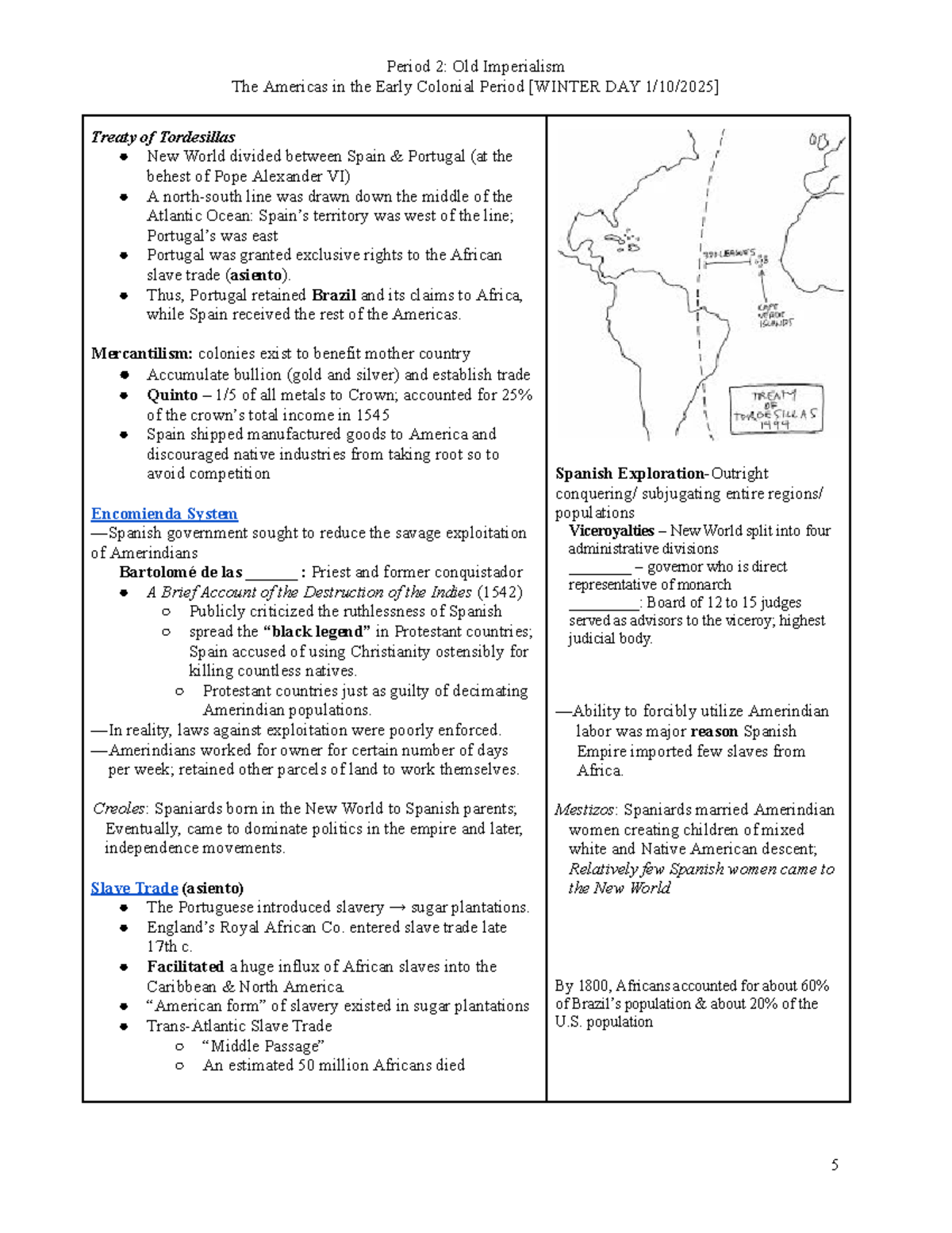 Cornell Notes: European Exploration & Colonization in the Americas ...