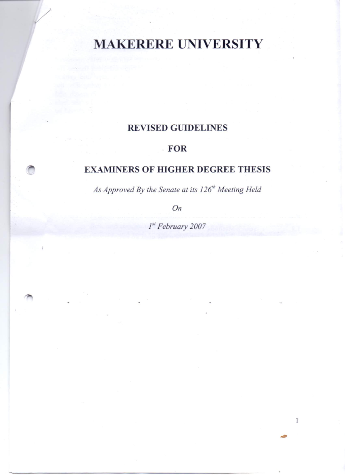 Revised Thesis Marking Guidelines (Makerere University, Feb 2007) - Studocu