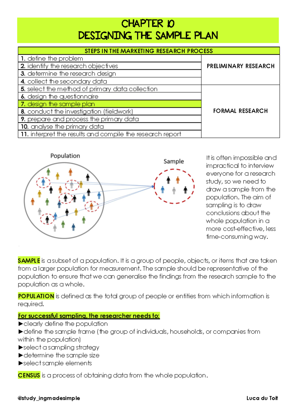 Chapter 10 Designing THE Sample PLAN - CHAPTER 10 DESIGNING THE SAMPLE ...