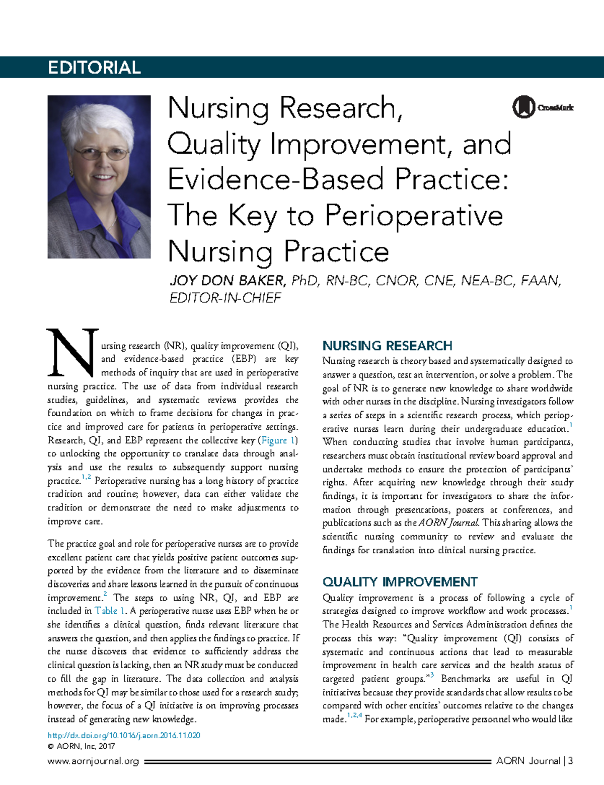 Nursing Research, Quality Improvement, and Evidence Based Practice The ...
